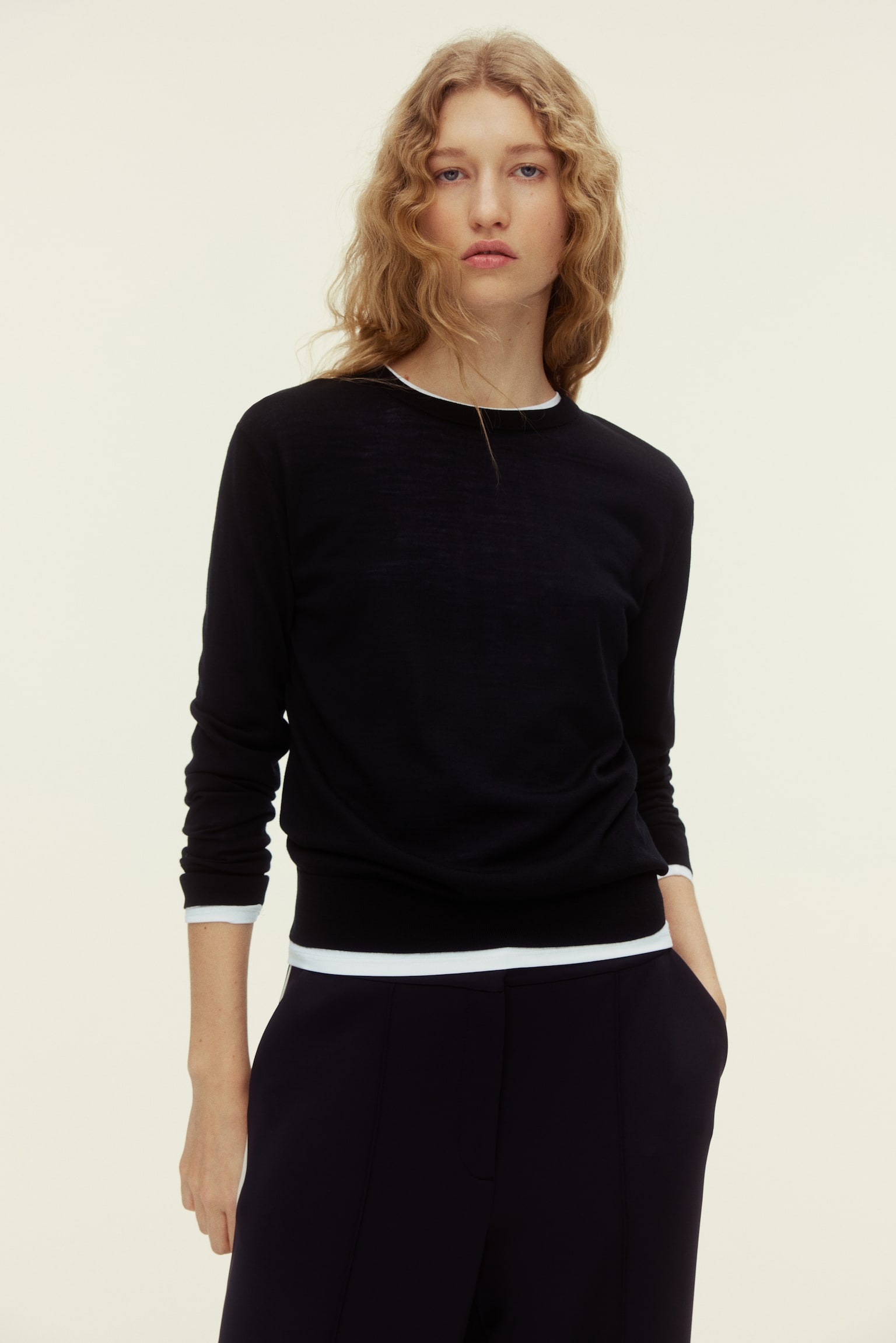 Merino wool jumper - Black/Blue - 4
