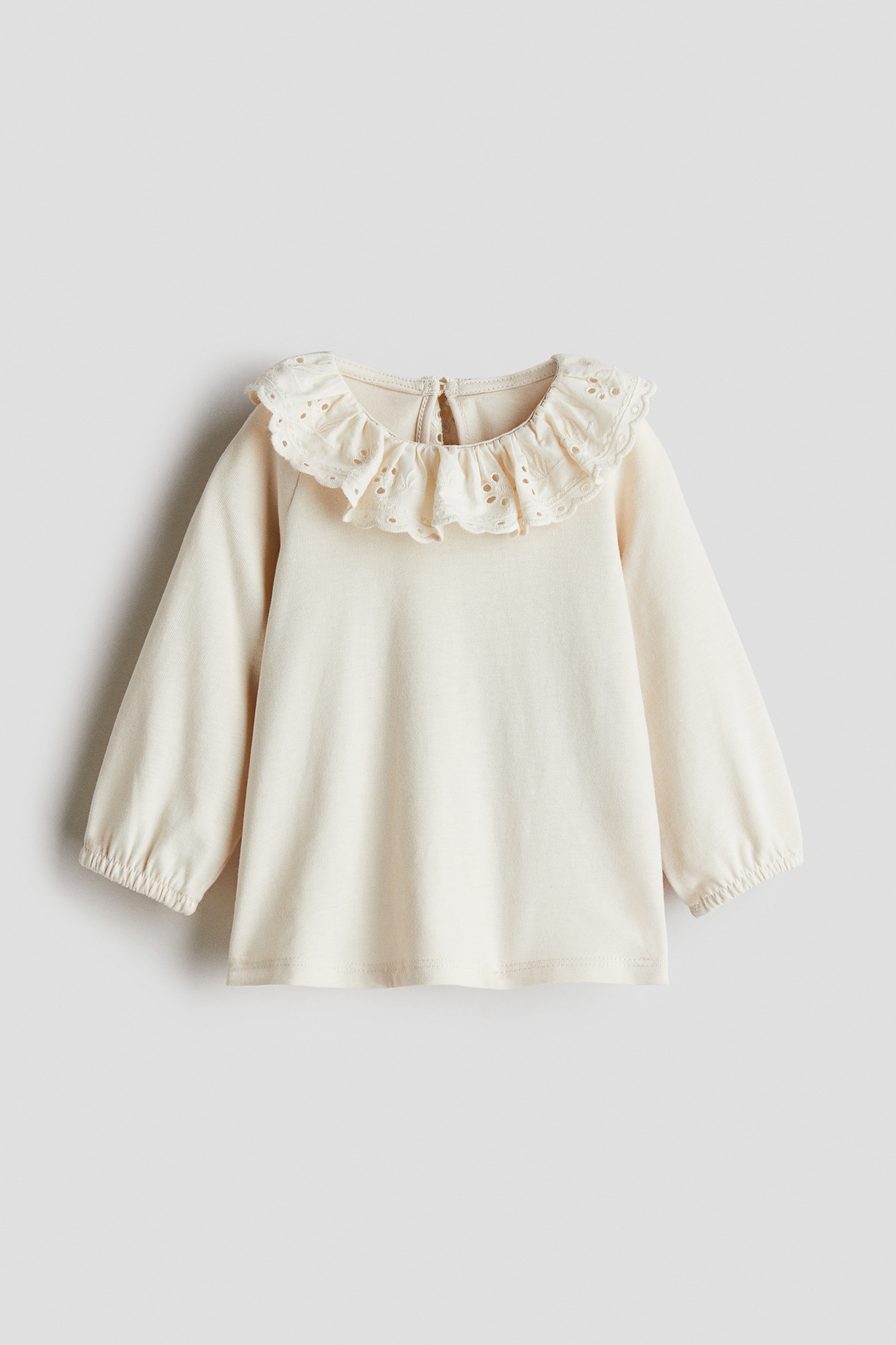 Bébé - Top avec col en broderie anglaise Beige clair - Size: 68 (4-6M)  - H&M