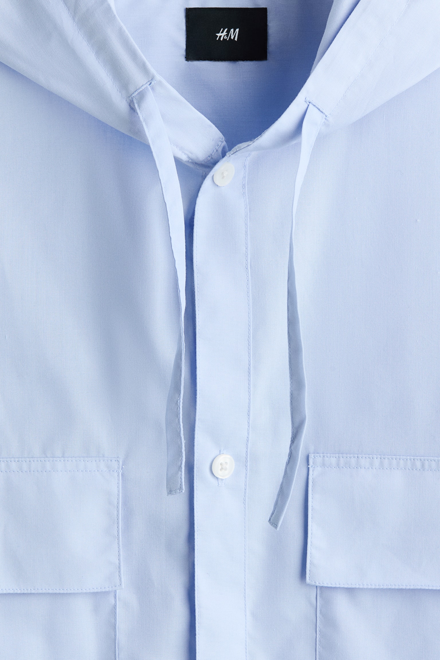 Мужская рубашка H&M Hooded Overshirt, цвет: Светлый синий — фото 6