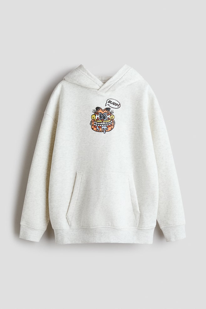 Printed Hoodie - Light gray melange/Garfield - 1