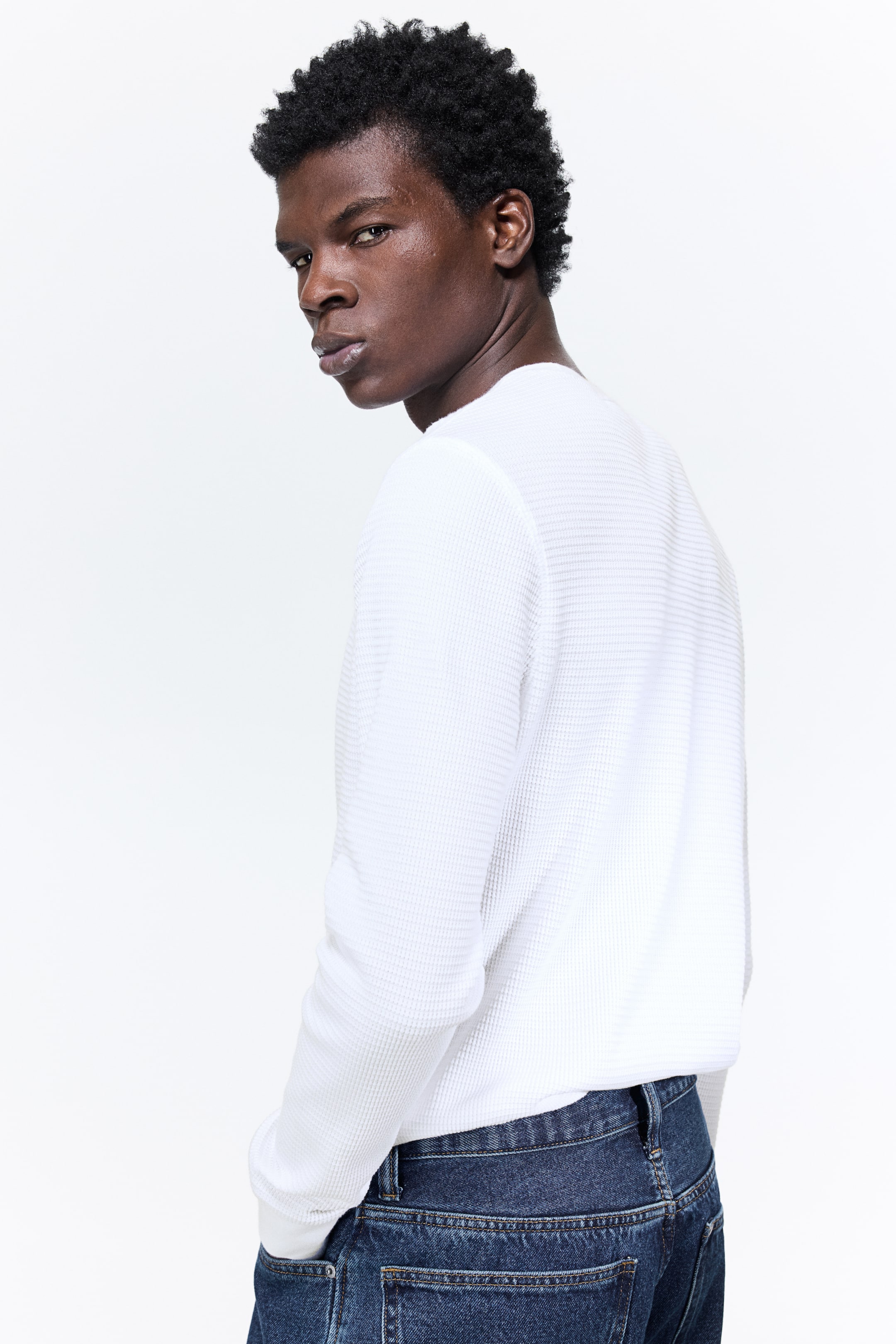 Agrandir l'image: T-shirt Slim Fit en jersey gaufré - Blanc - HOMME | H&M BE 5