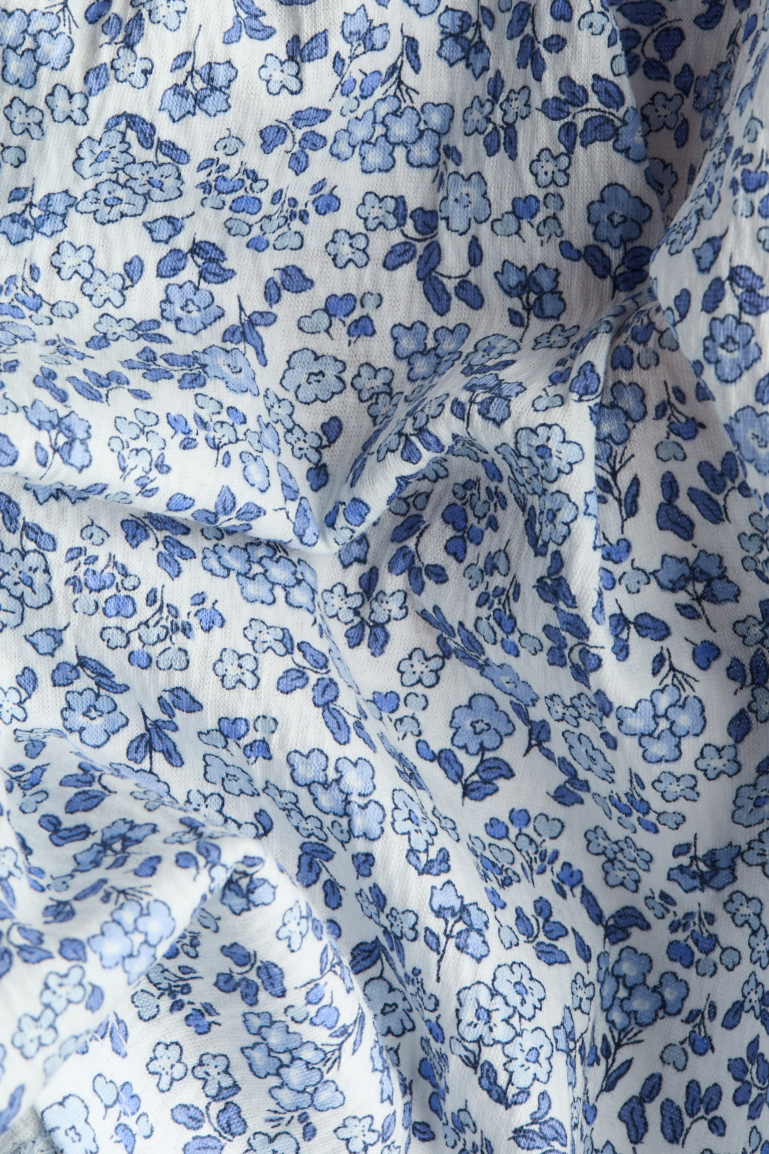 Váy cotton tay xoè rủ - Màu trắng/Hoa xanh dương/Màu hồng nhạt/Kẻ - 2