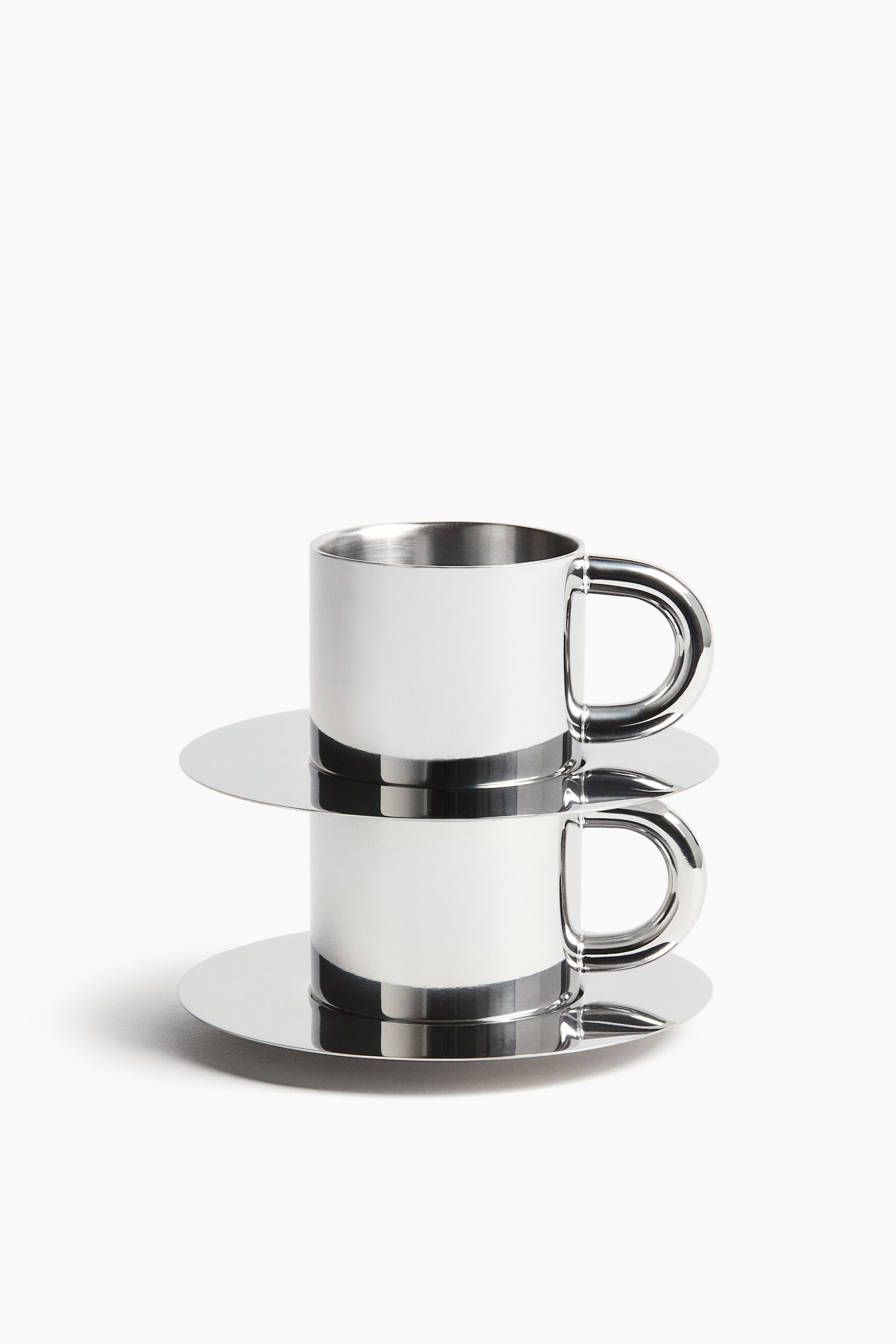 Taza para espresso con plato en acero inoxidable - Plateado - 3
