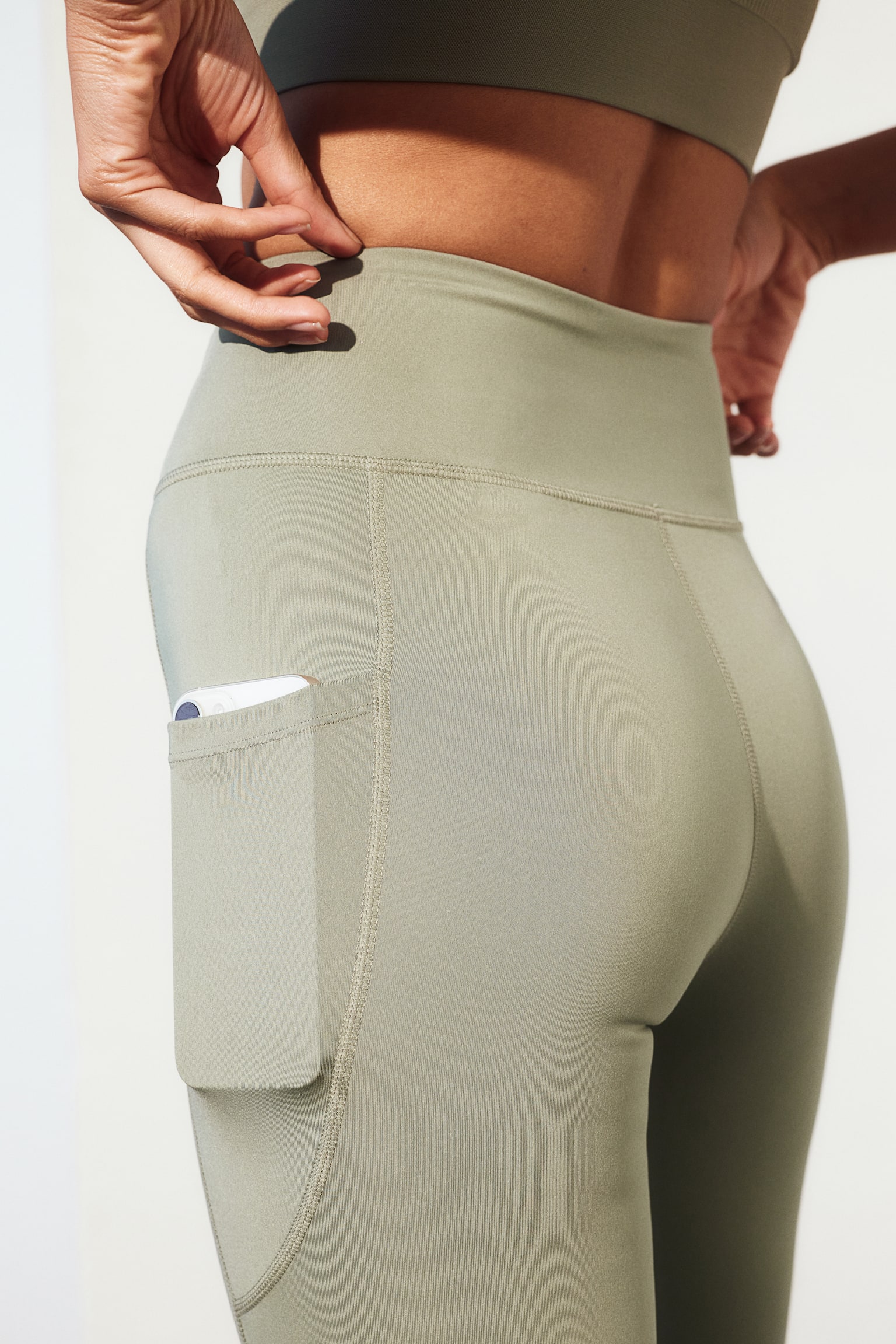 DryMove™ Pocket Detail Activewear Leggings - Light khaki green/Black/Light khaki green/Dark green/Light blue/Light beige/Bubblegum pink - 7