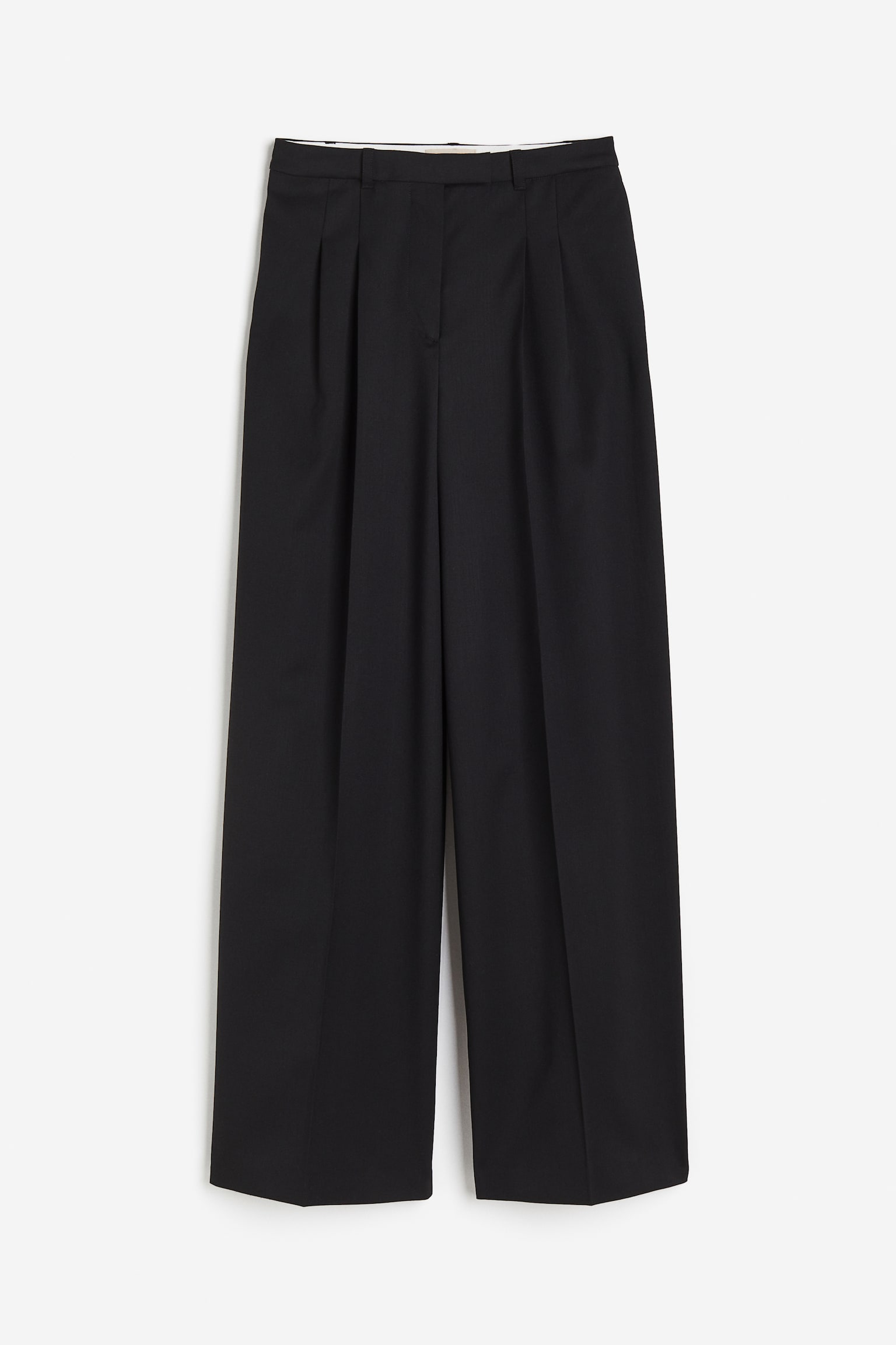 Wide wool trousers - Black/Dark greige - 2