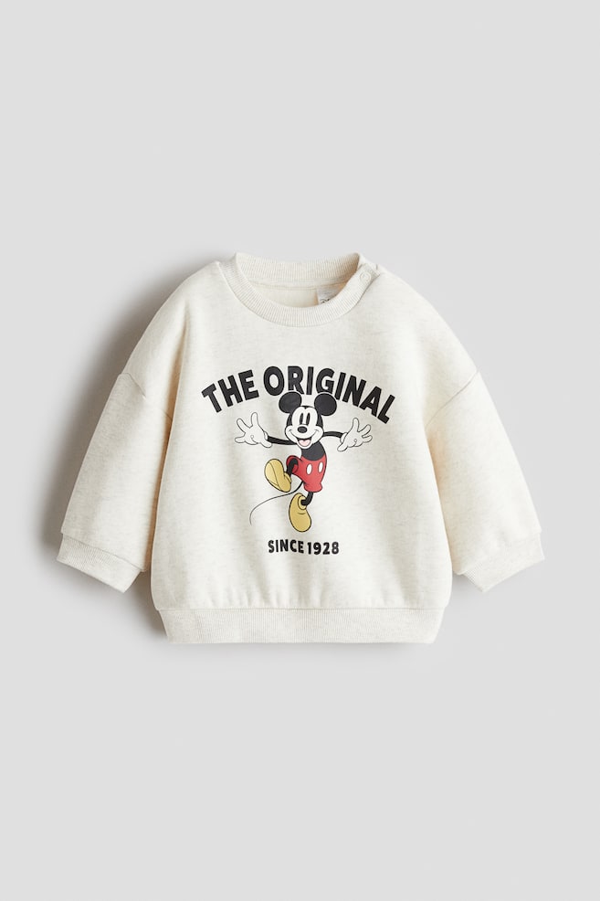 Sweatshirt with Printed Motif - Cream/Mickey Mouse/Dark gray/Mickey Mouse - 1