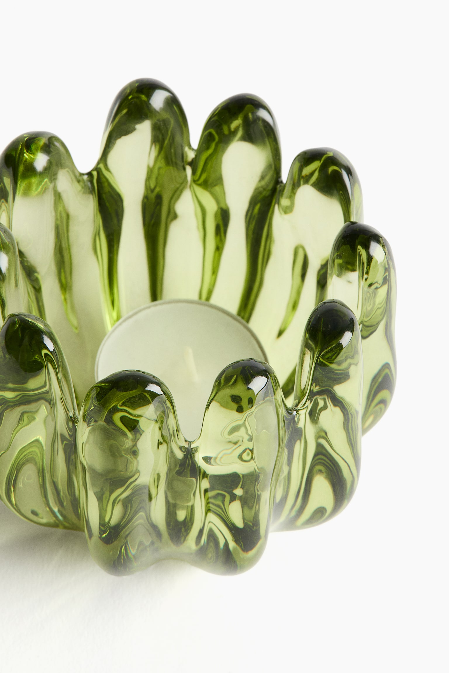 Glass tealight holder - Green/Transparent/Yellow - 3