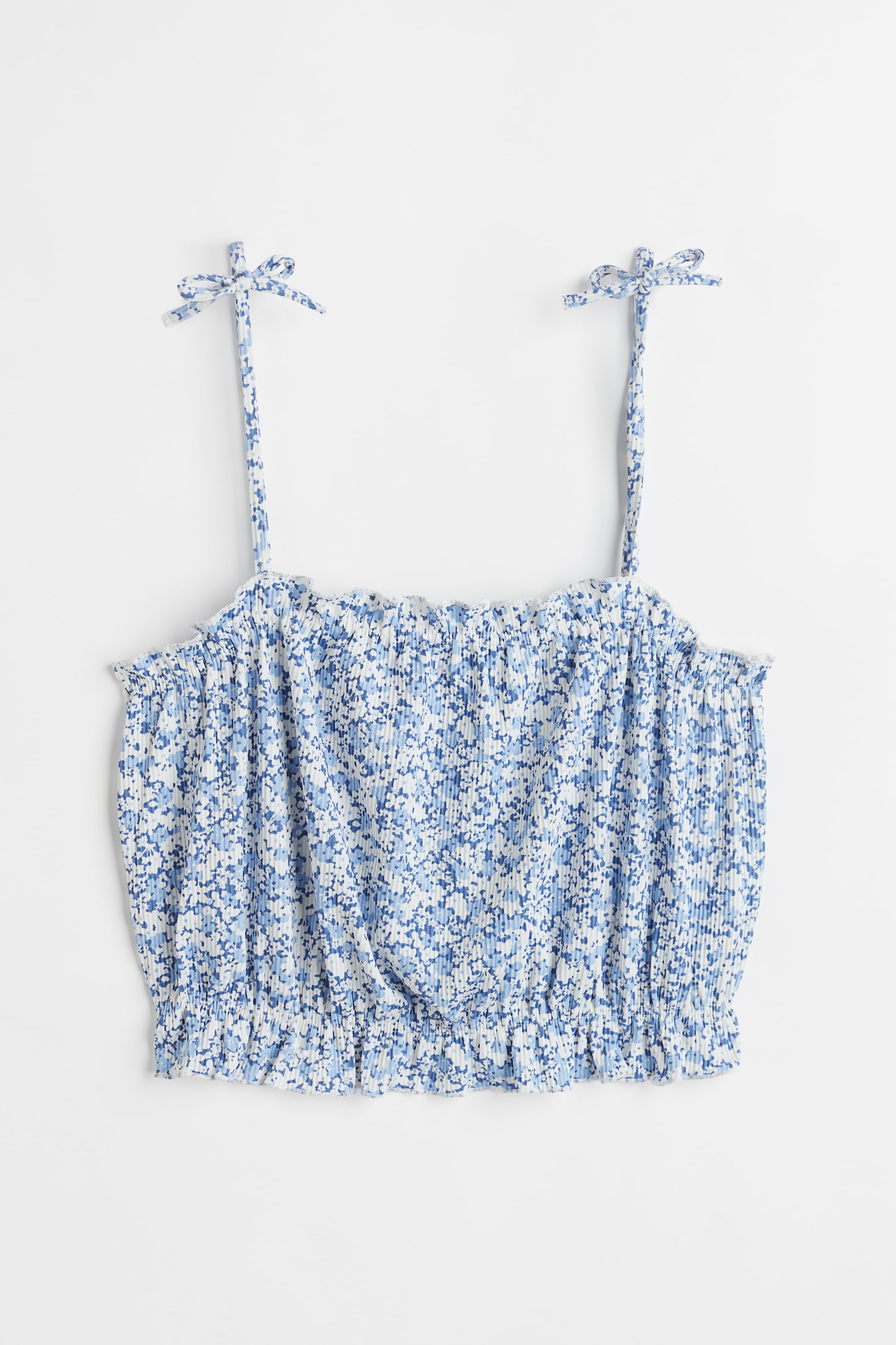 View larger image: H&M+ Cropped top - Light blue/Small flowers - Ladies | H&M 1