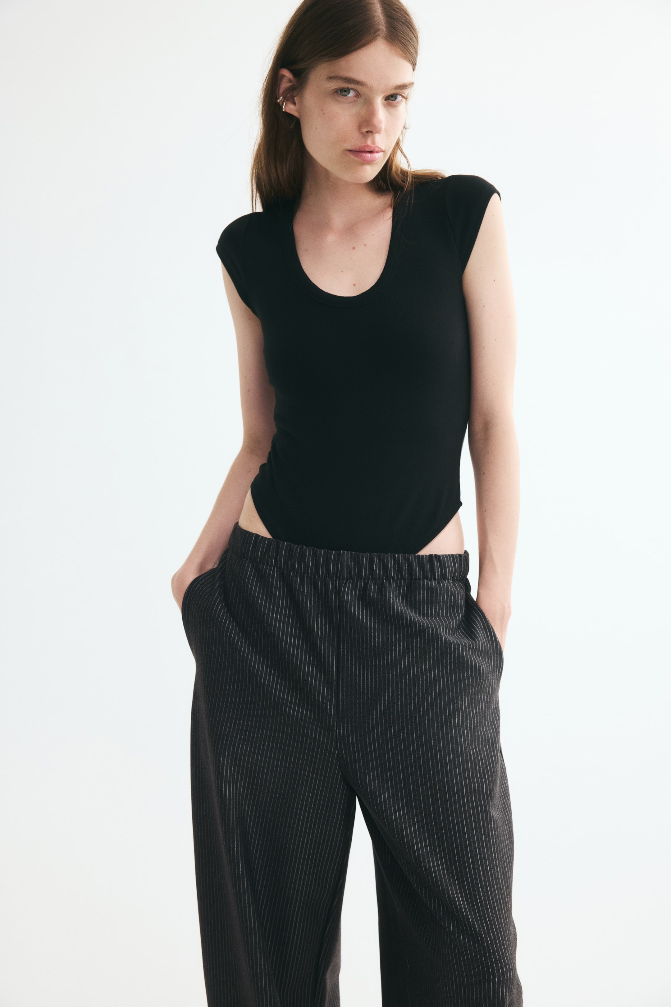 Pantalon tonneau en jersey romanite
