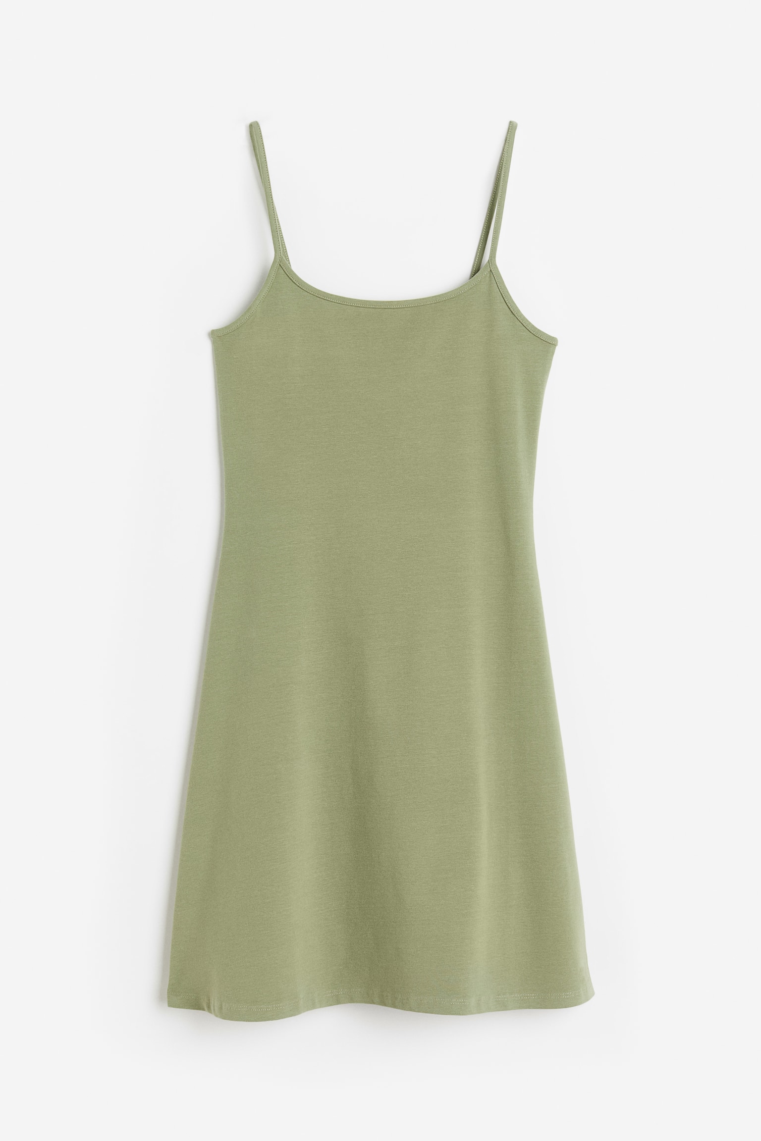 Flared Skirt Jersey Dress - Khaki green - 1