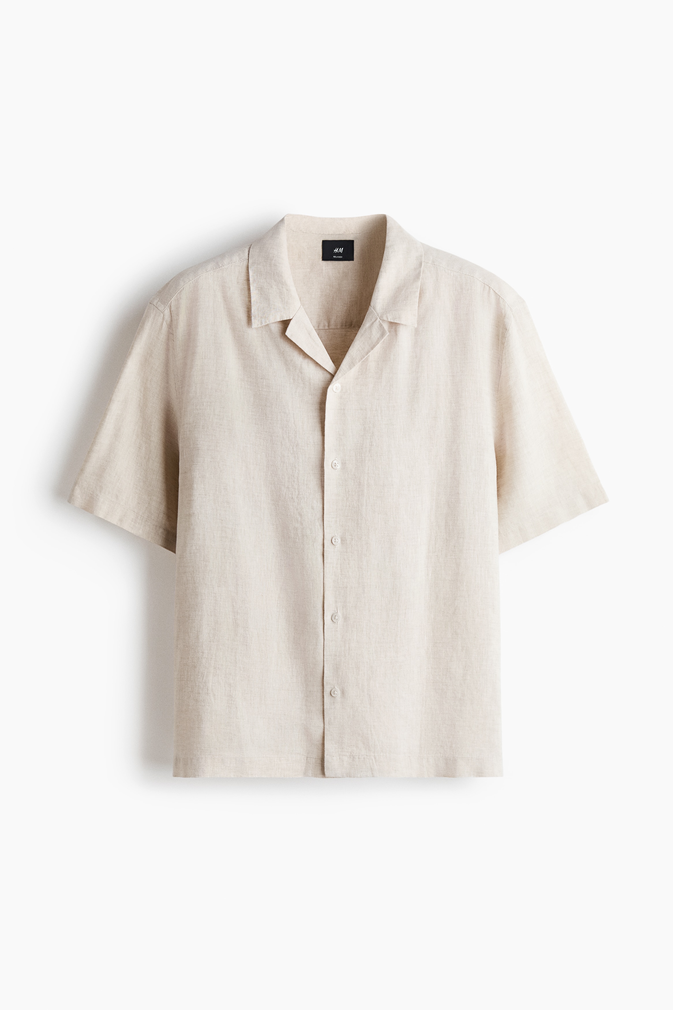 Relaxed Fit Linen resort shirt - Light beige/Navy blue/White