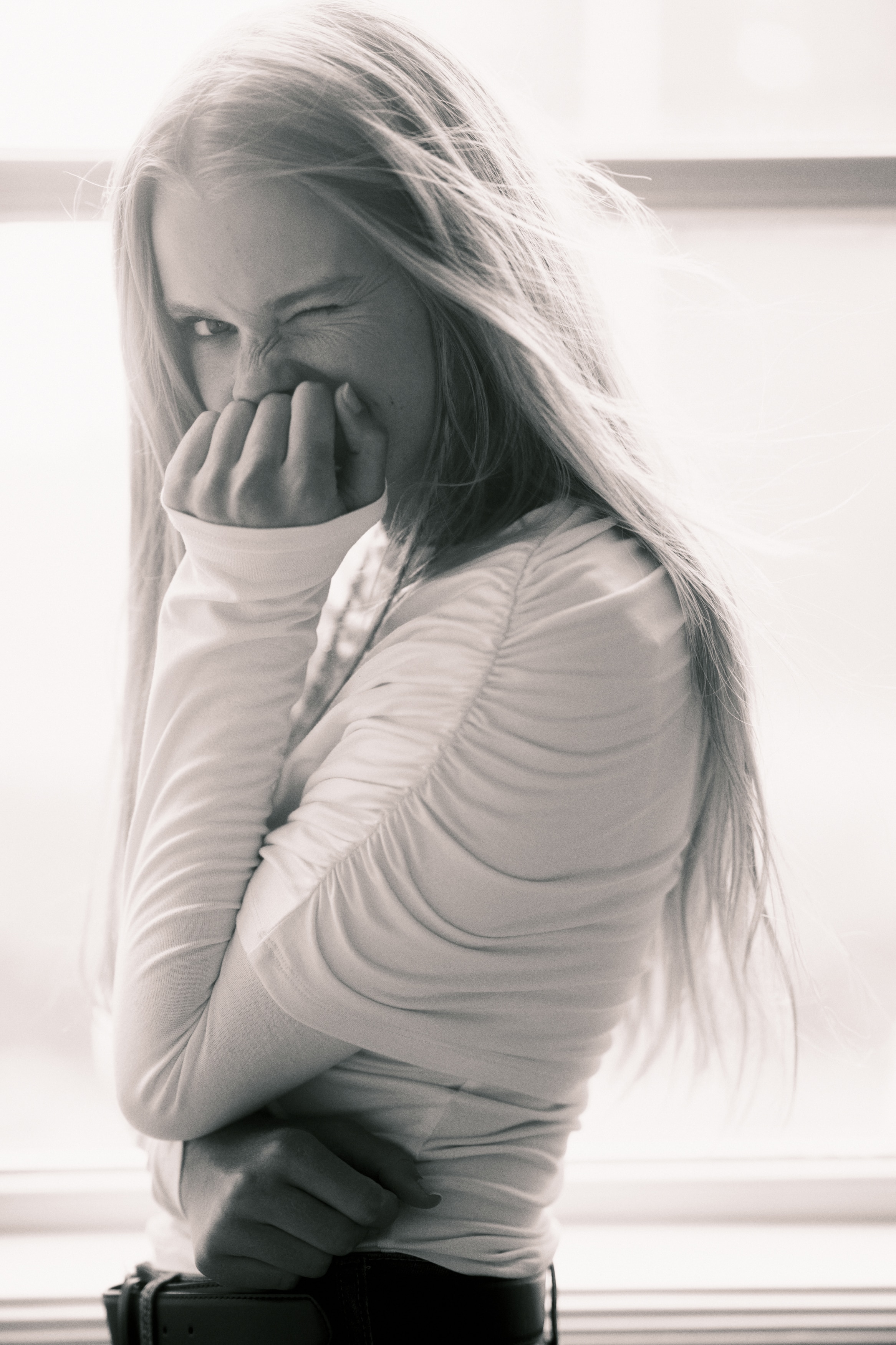 Ladies - Cream Draped jersey top - Size: M  - H&M