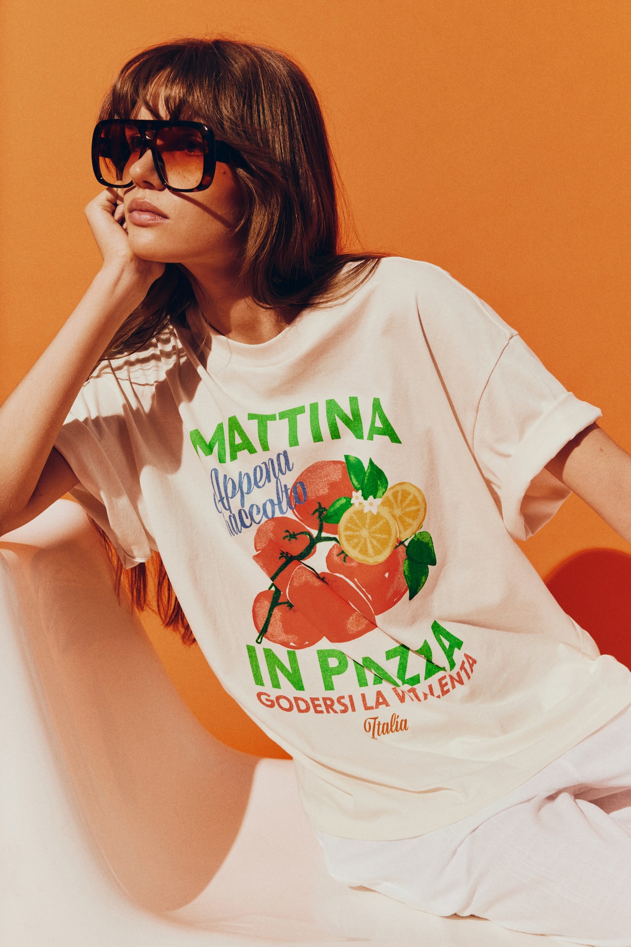 Oversized T-Shirt with Motif White/Mattina Ladies H&M US
