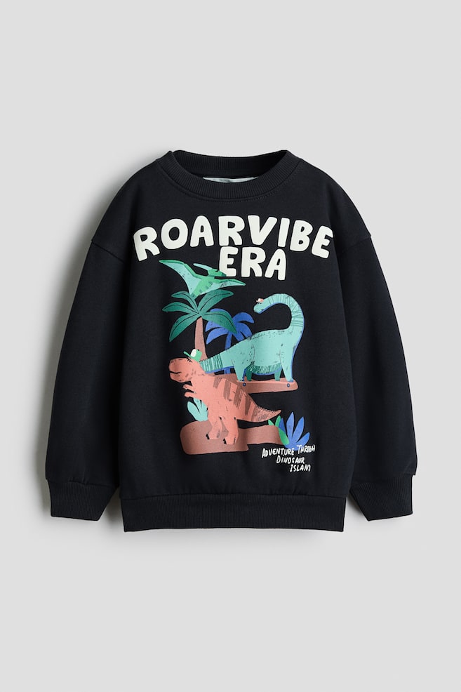 Sudadera con motivo estampado e interior cepillado - Negro/Dinosaurios/Verde oscuro/The wild dinos/Beige/Animal Fun Club/Azul/Mountain time/Gris oscuro/Skate/Azul/North Bear Club/Crema/Coche - 1