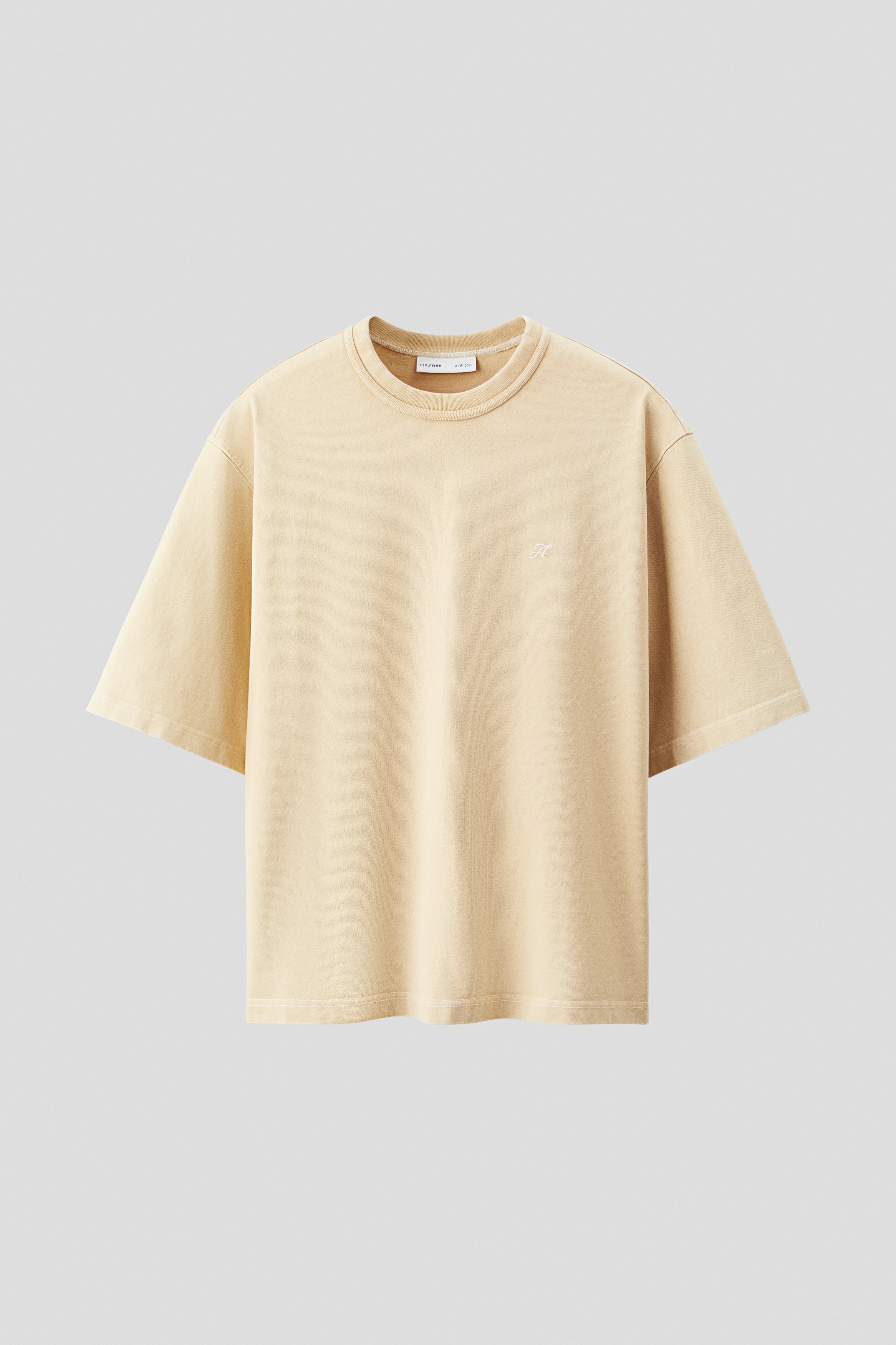 Boxy katoenen T-shirt - Beige/Roomwit/Bosgroen
