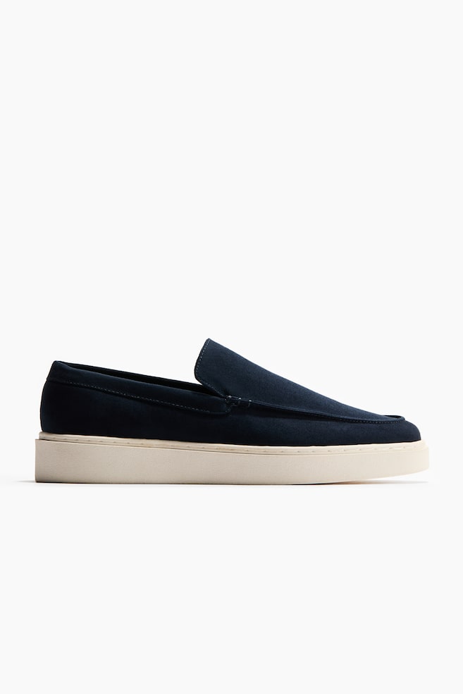 Loafers med mokkasinsøm - Marineblå/Beige - 1