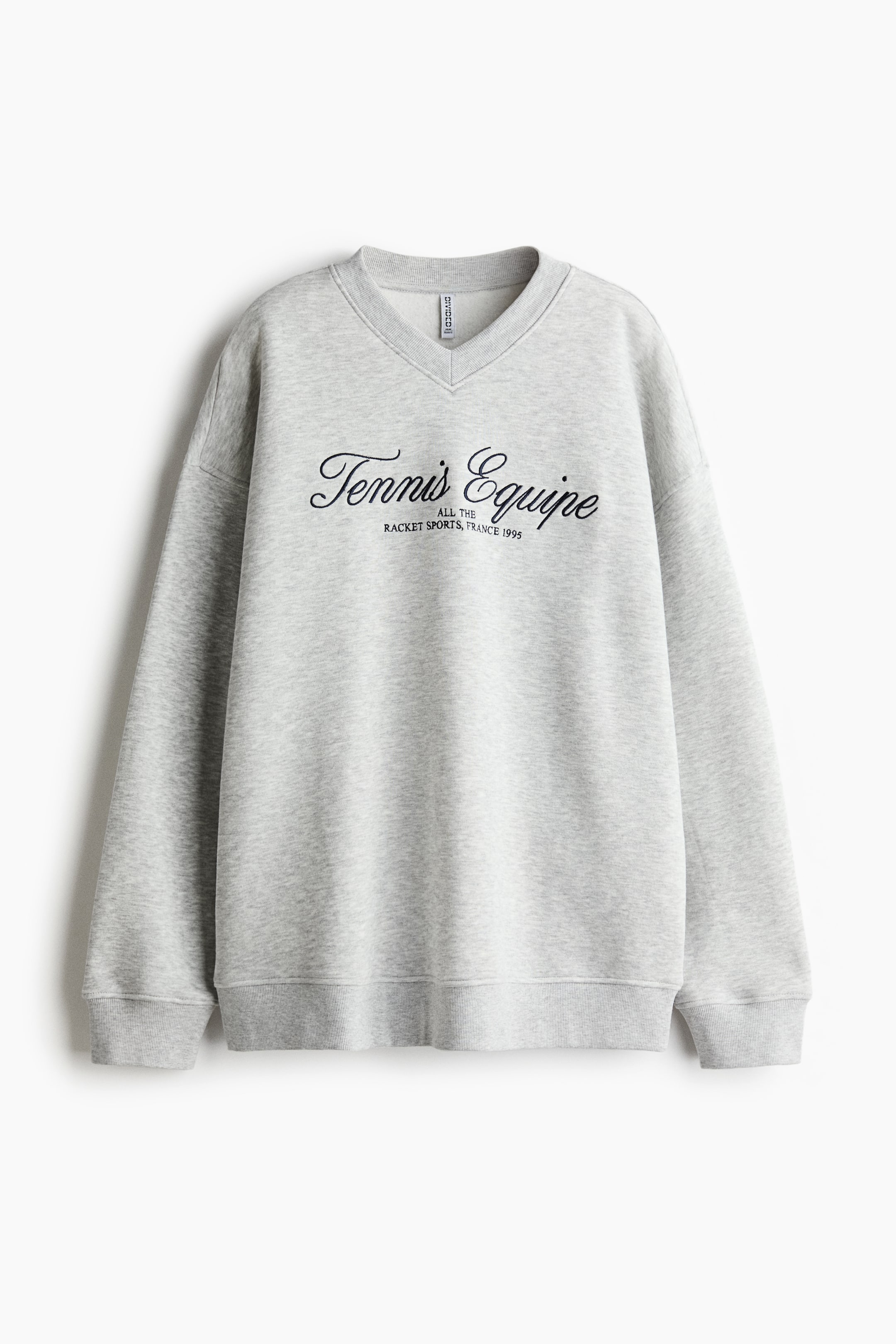 拡大画像を表示: オーバーサイズ Vネックスウェットシャツ - グレーメランジ／Tennis Equipe | H&M JP 5