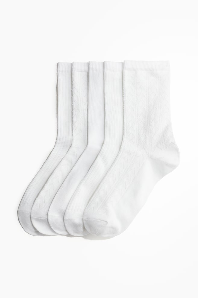 5-pack Socks - White/pointelle - 1
