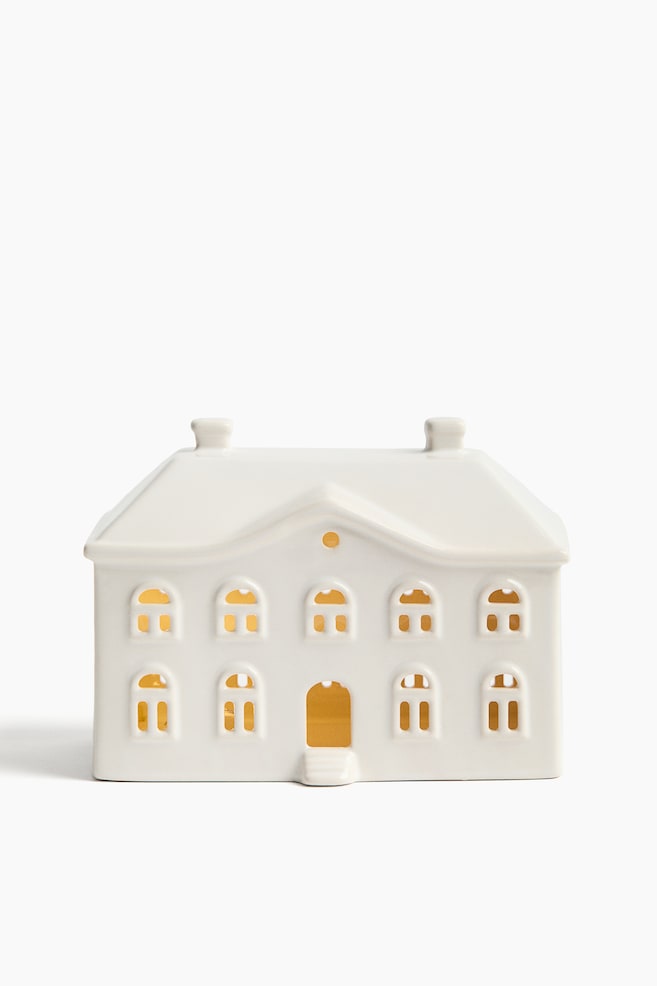 Large light-up stoneware decoration - White - 1
