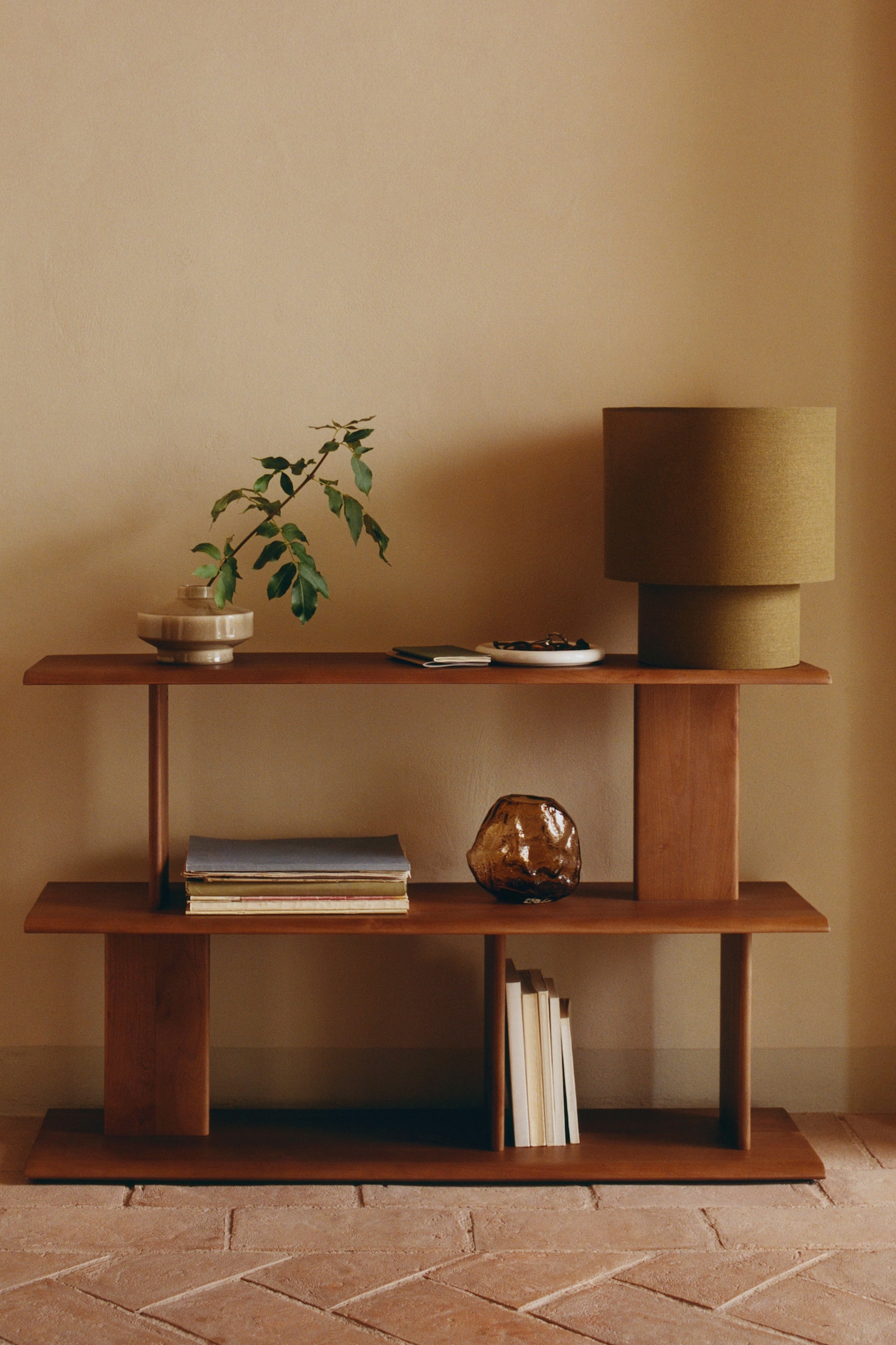 Small reactive-glaze stoneware vase - Khaki beige/Light pink - 3