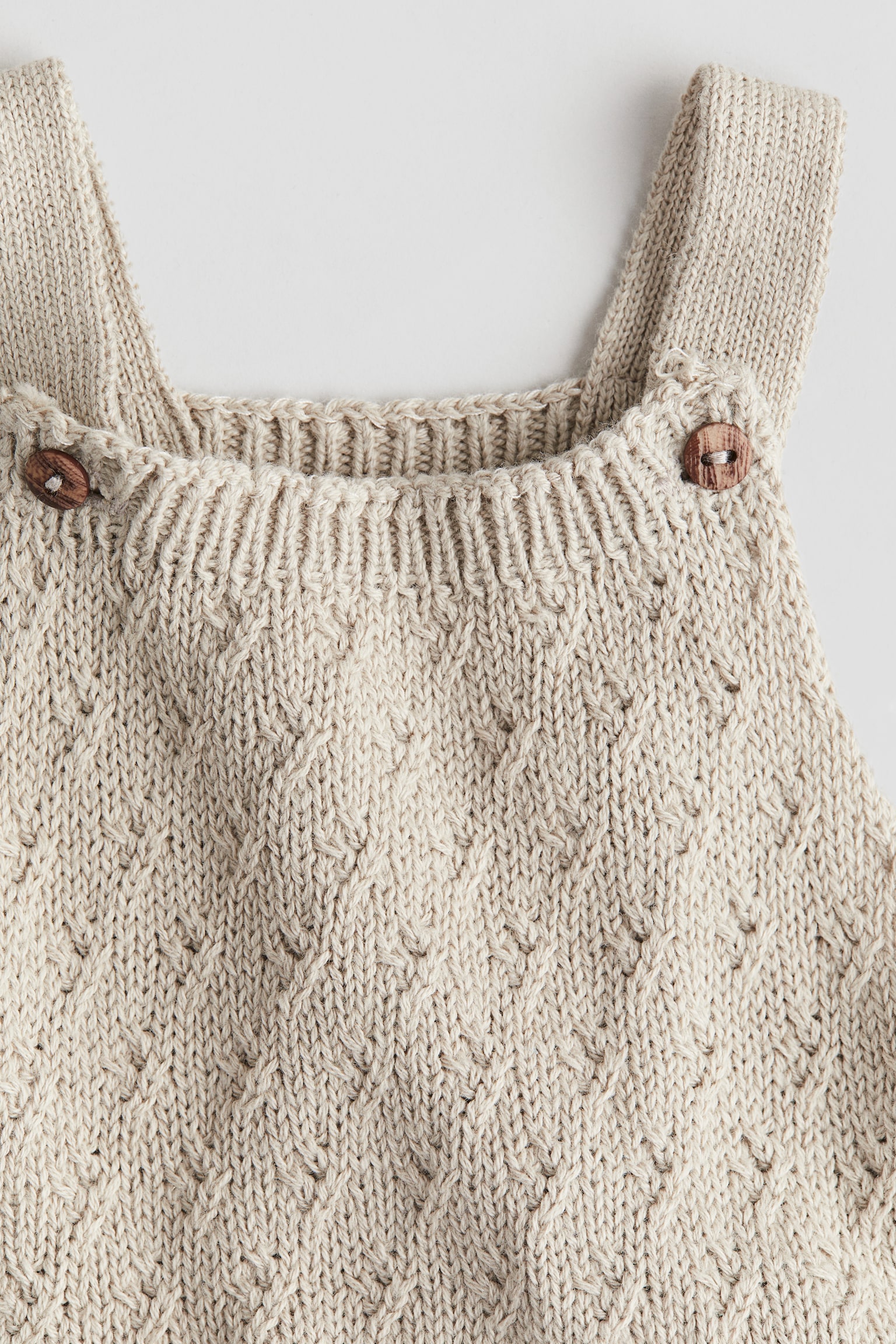 Textured-knit romper suit - Beige - 3