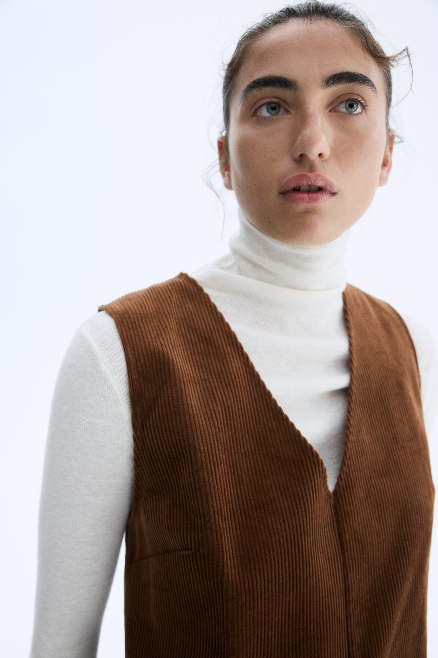 Robe droite en velours côtelé - Marron - 6