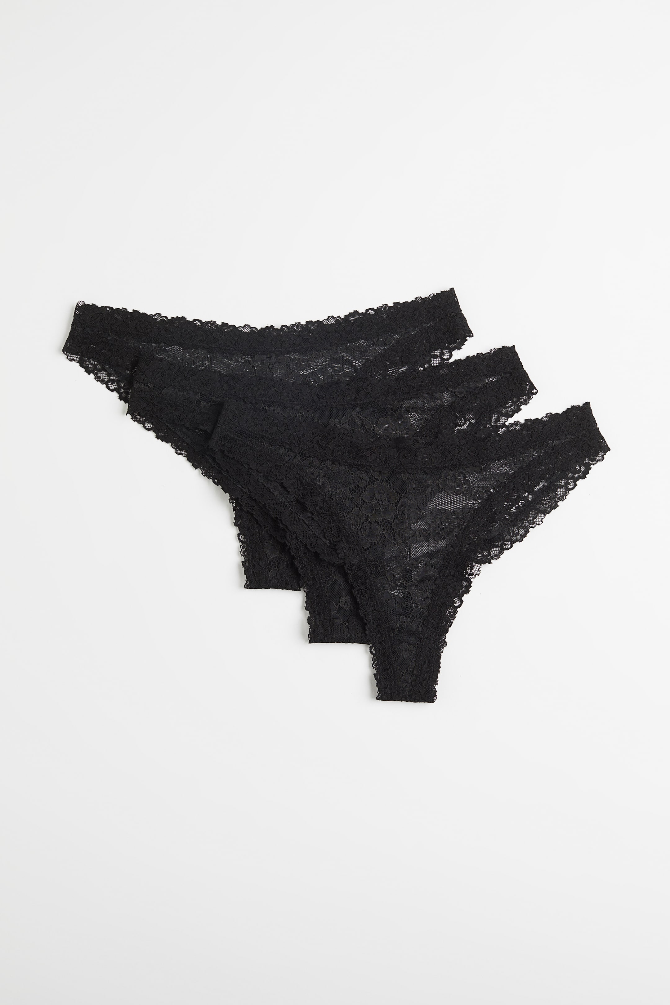 3 Pack Lace Brazilian Briefs Black Ladies Handm Gb