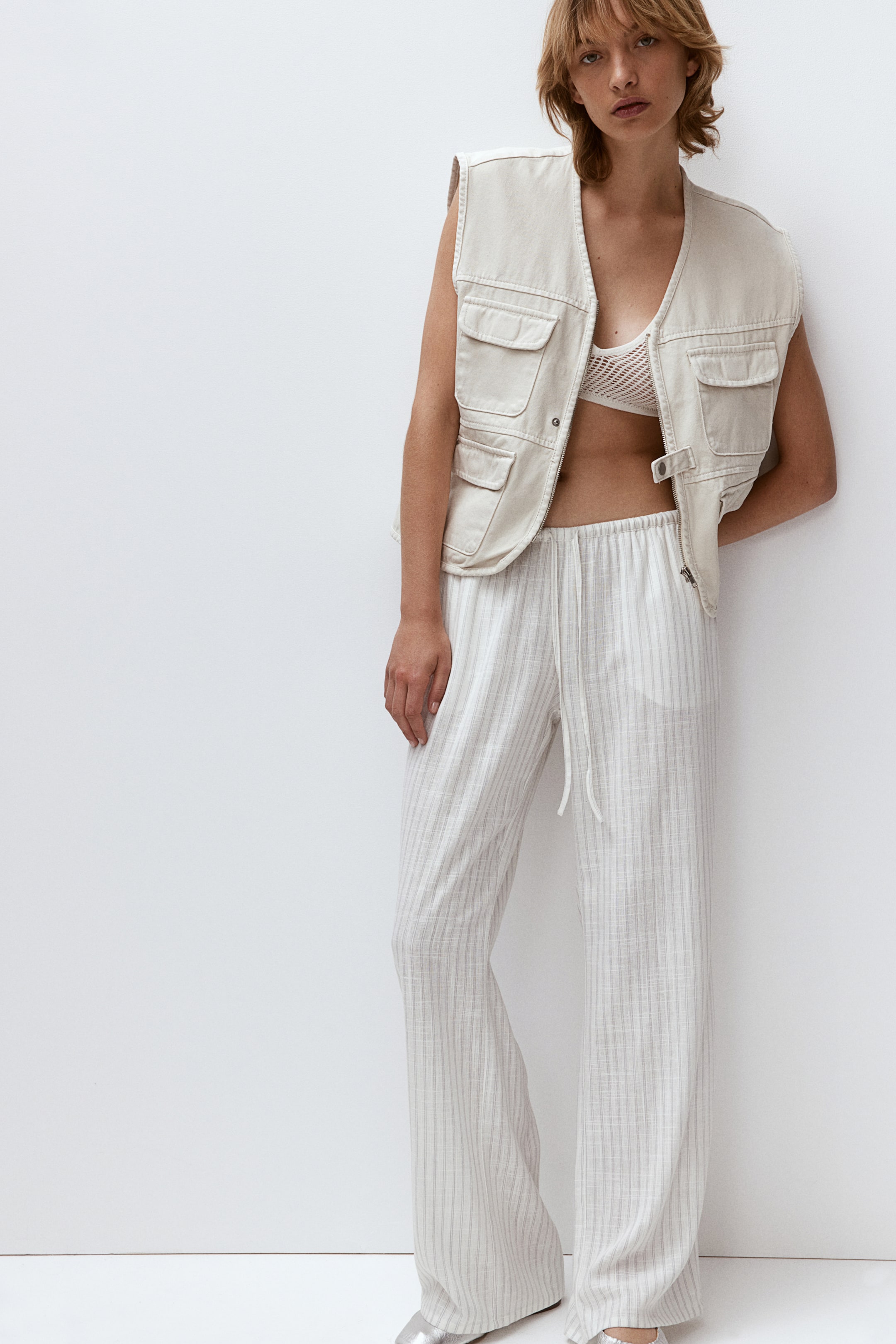 Linen-blend Pull-on Pants