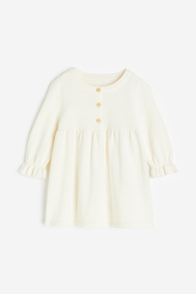 Fine-knit dress - White/Powder pink/Dark beige - 1