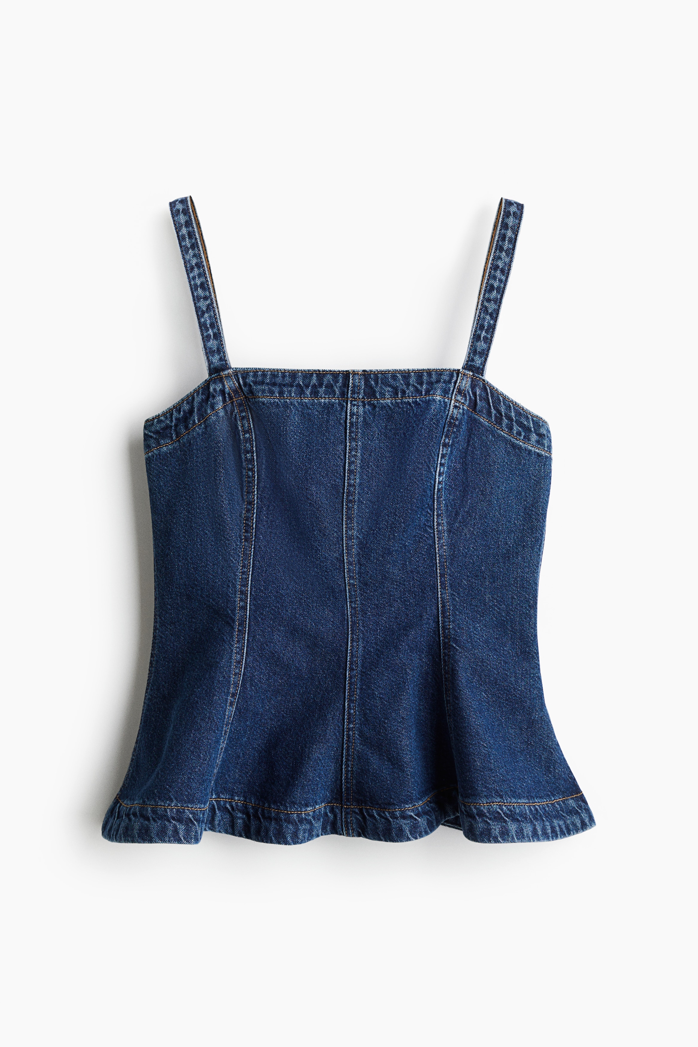 Top peplum em ganga - Azul denim escuro