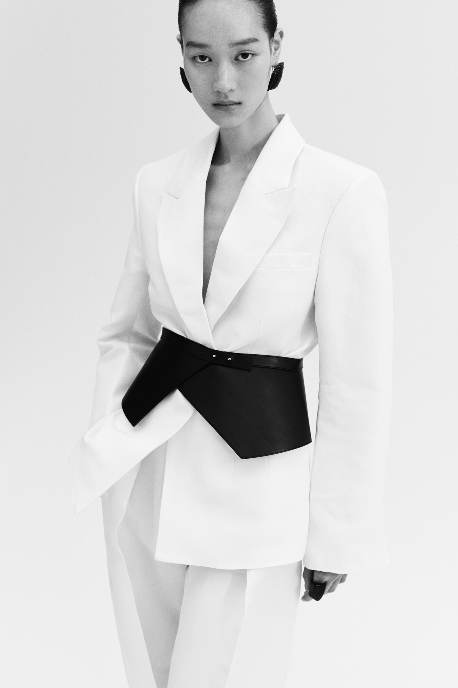 Linen-blend blazer - White - 4