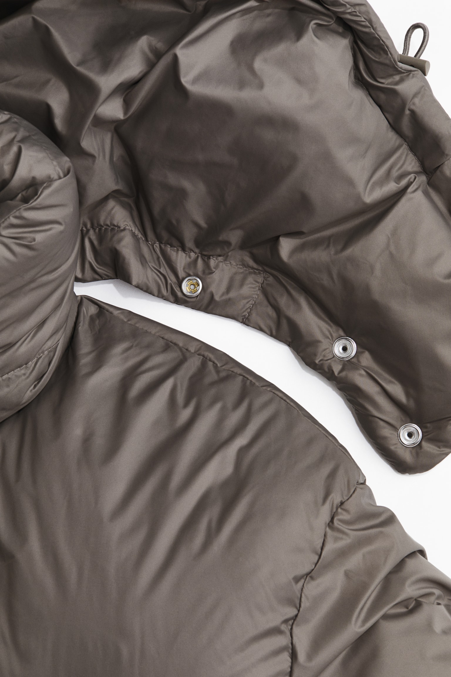 Hooded down puffer jacket - Dark greige/Dark brown/Black - 7