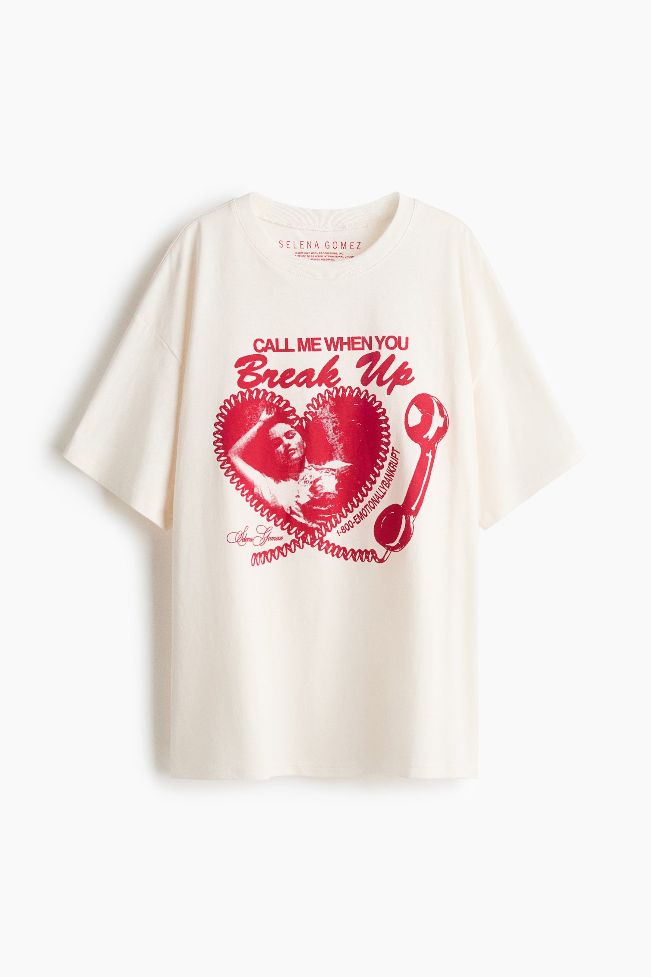 이미지 확대 보기: 오버사이즈 프린트 티셔츠 - 화이트/셀레나 고메즈 - 여성 | H&M KR 1