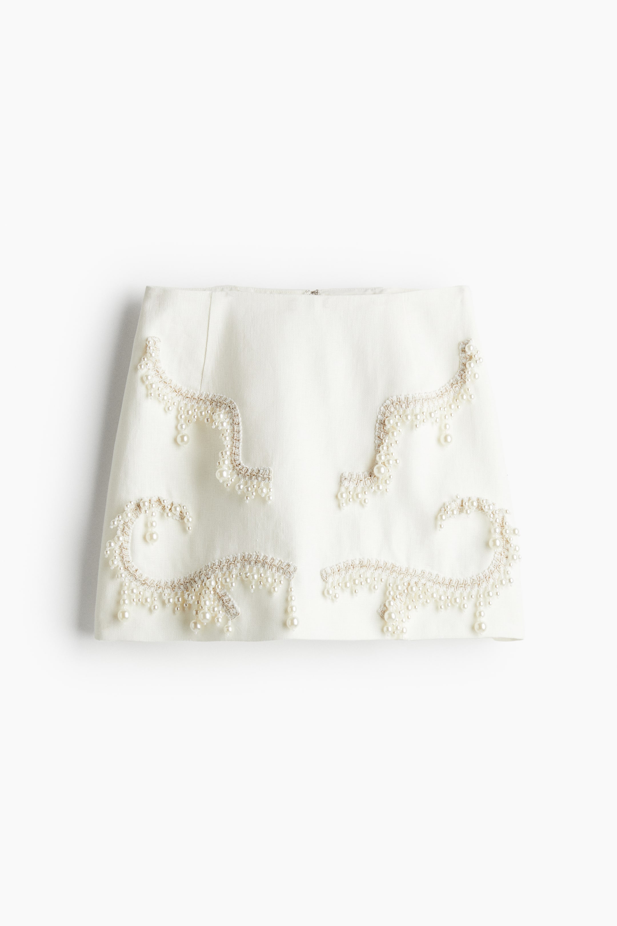 Bead-Embellished Linen Skirt