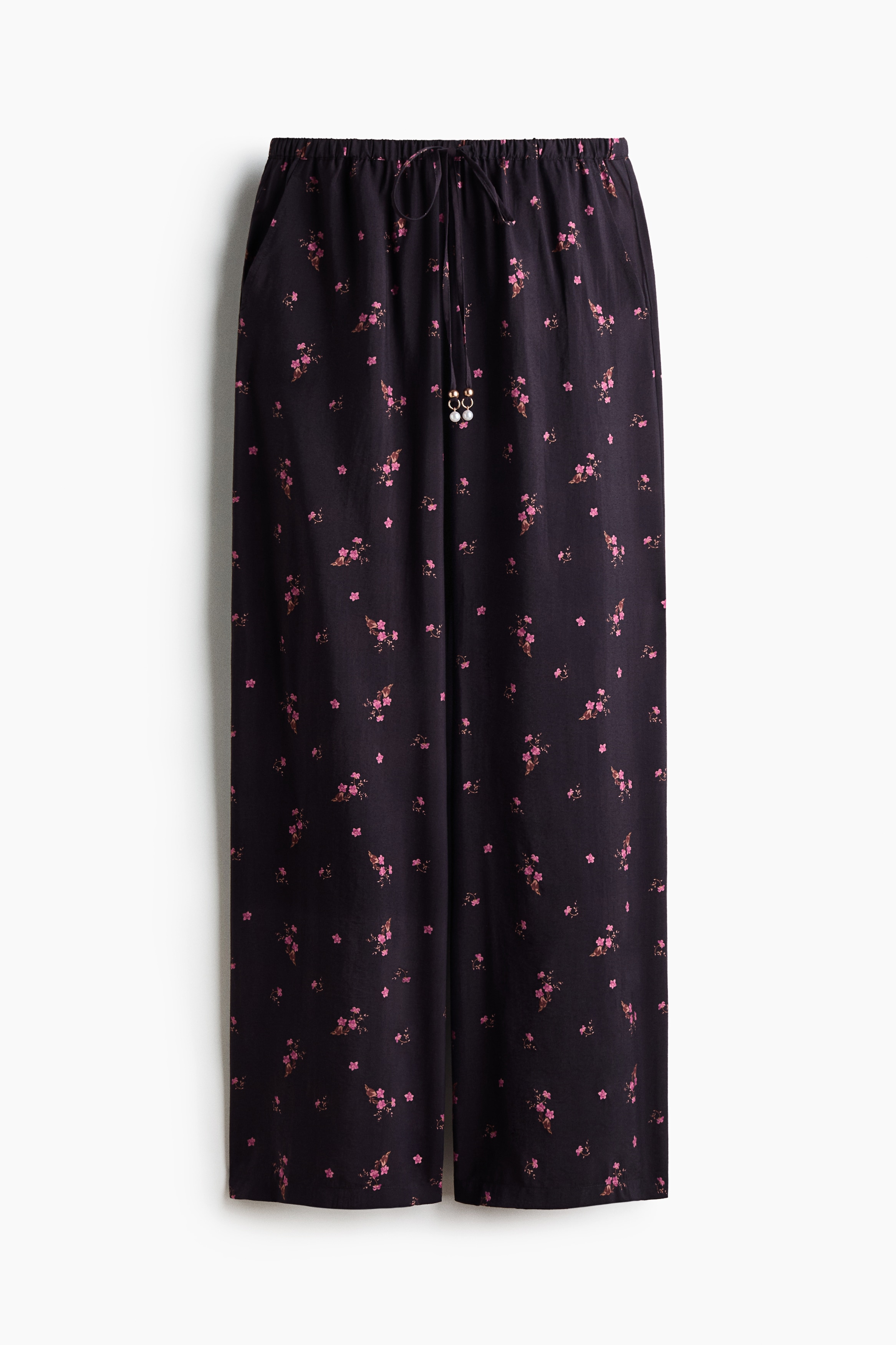 Printed viscose-blend trousers