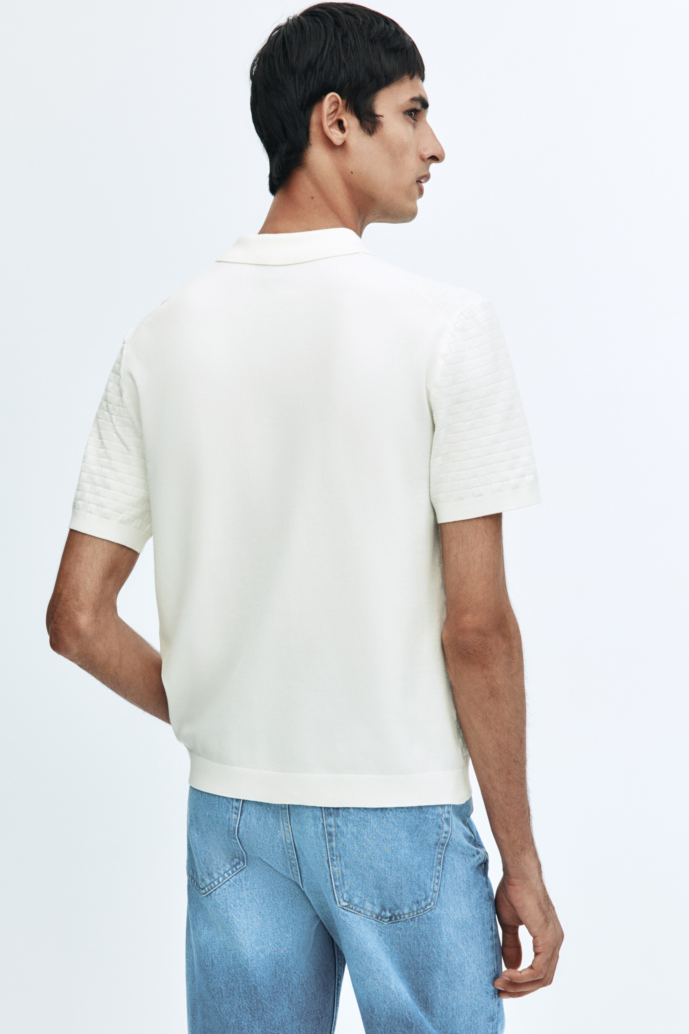 Slim Fit Textured-knit polo shirt