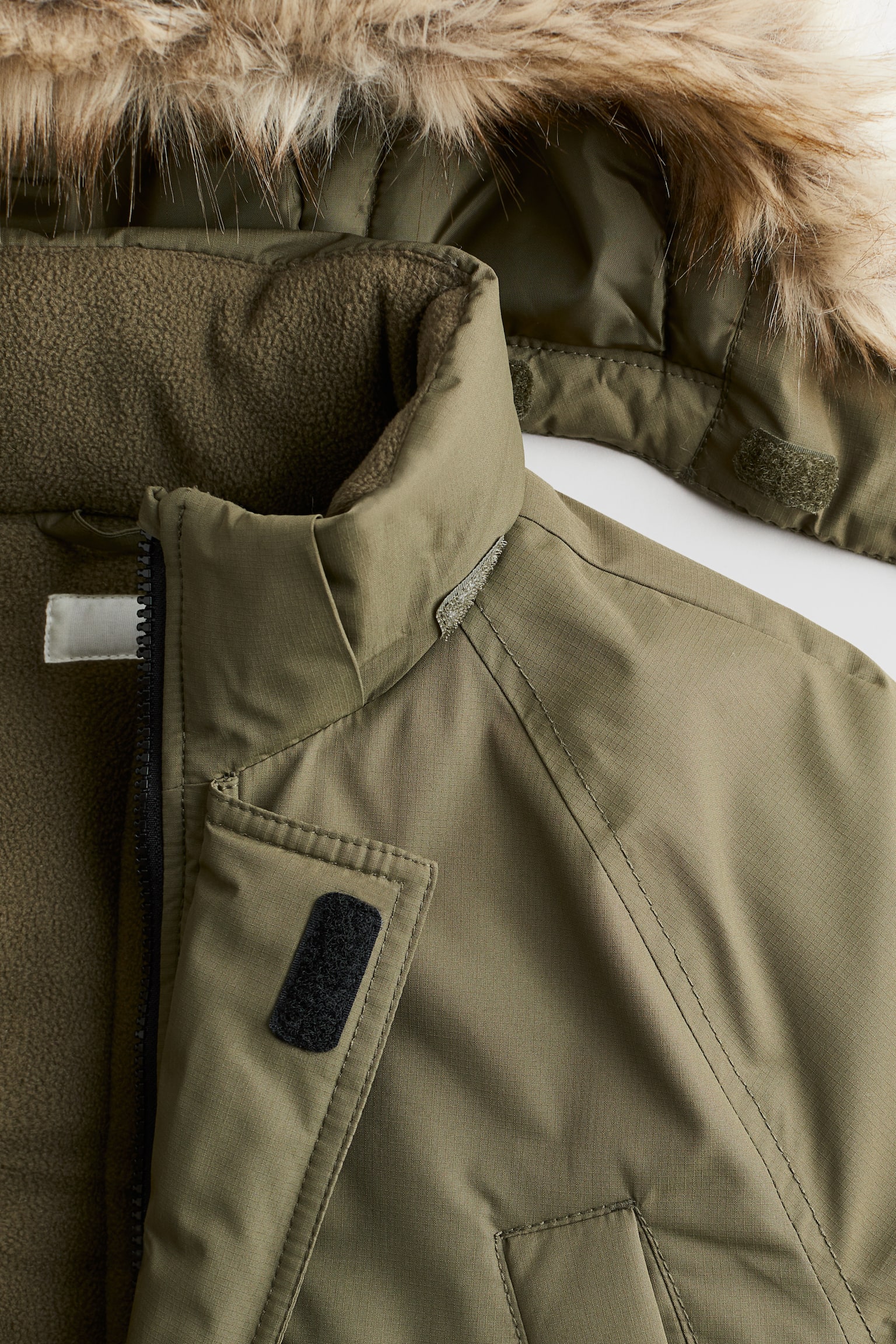 Water-repellent padded parka - Khaki green/Black - 4