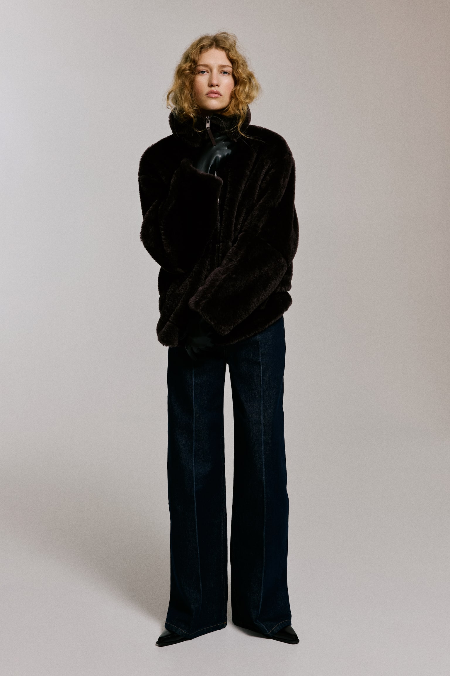 Oversized jacket - Dark brown - 1