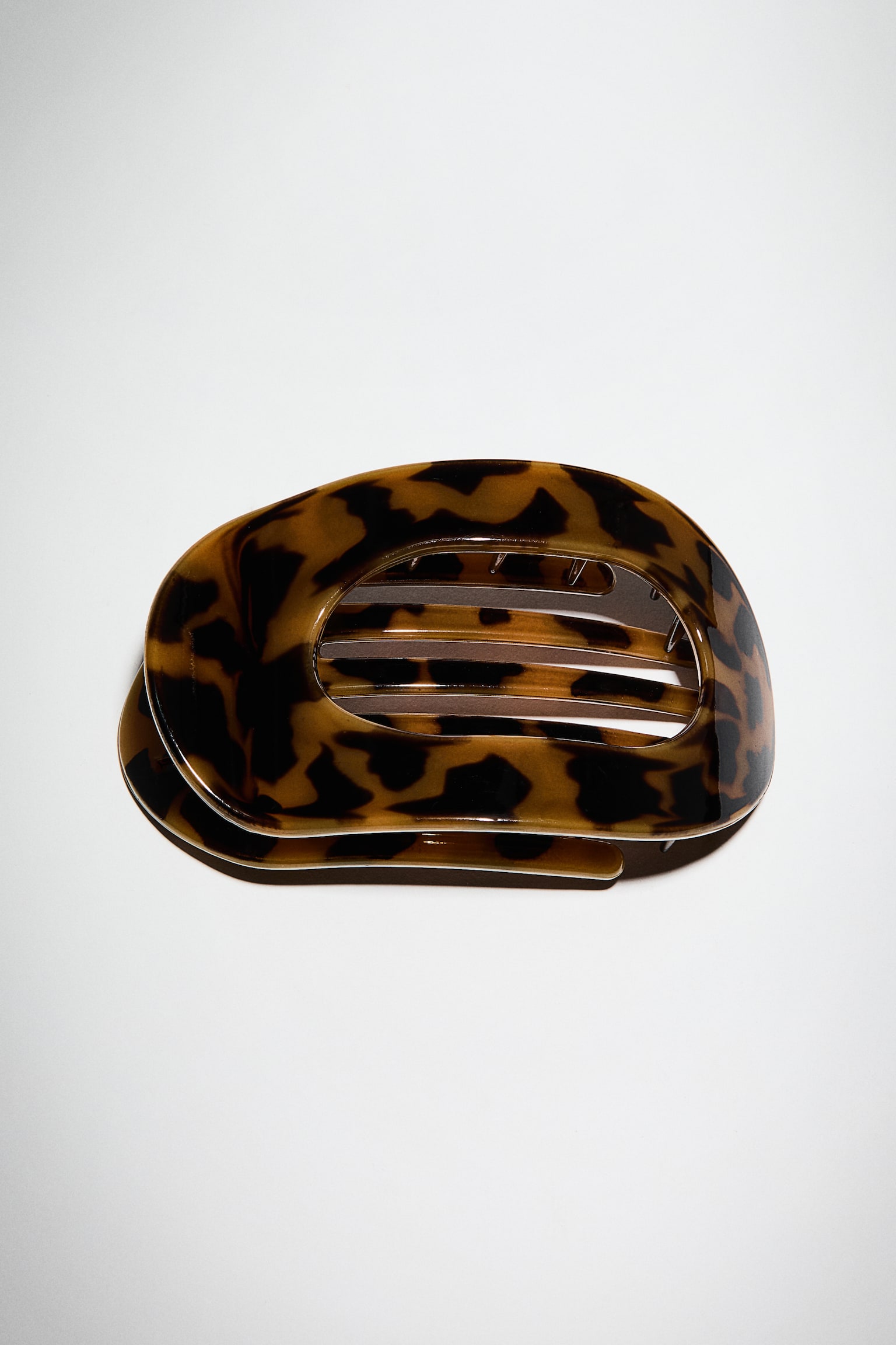 Oval hårklämma - Mörkbeige/Leopardmönstrad/Mörkrosa - 2