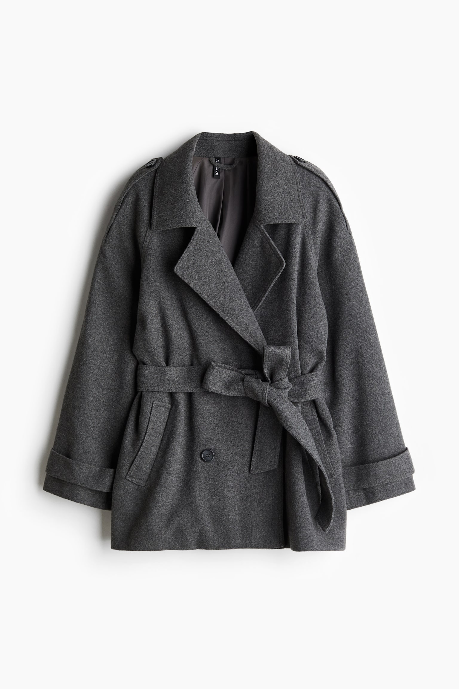 Short felted pea coat - Dark grey marl - 2