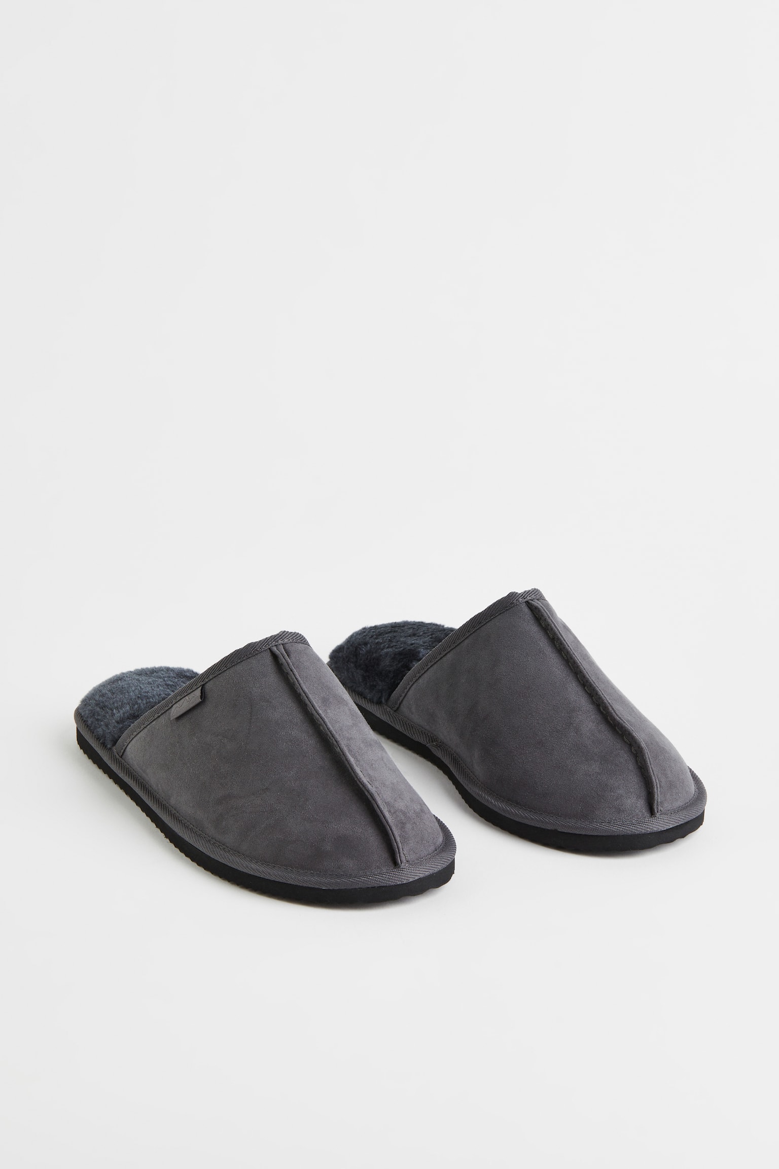 Pile-lined slippers - Dark grey/Greige/Black/Brown - 4