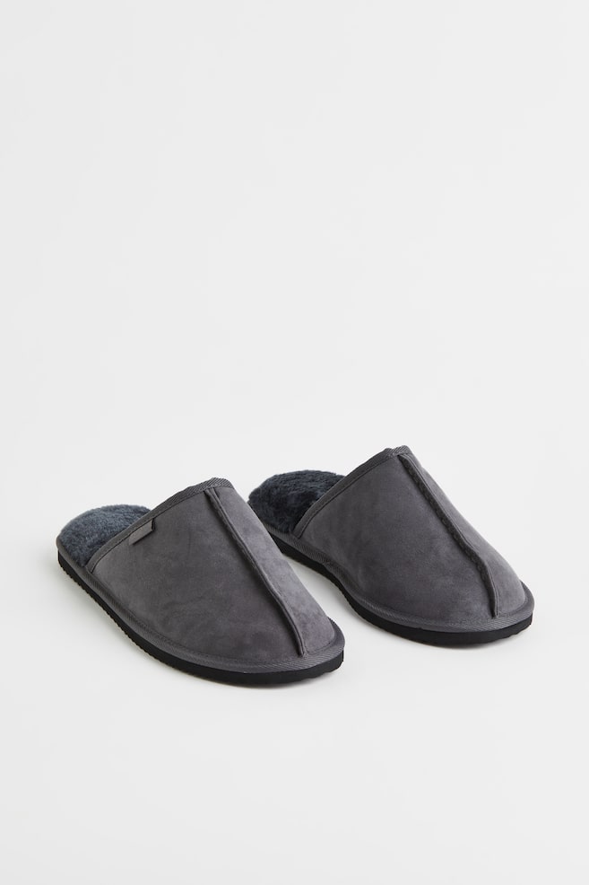 Pile-lined slippers - Dark grey/Greige/Brown/Black - 7