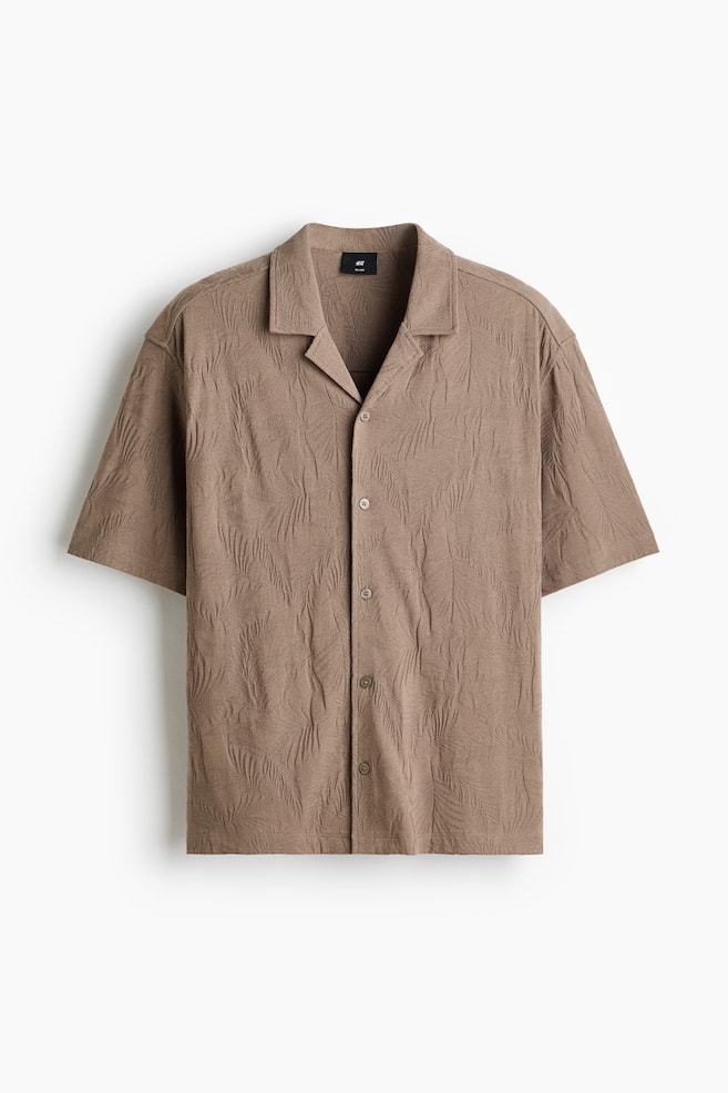 Relaxed-Fit Jacquard-Jersey Resort Shirt - Dark beige/Light yellow/Black - 1
