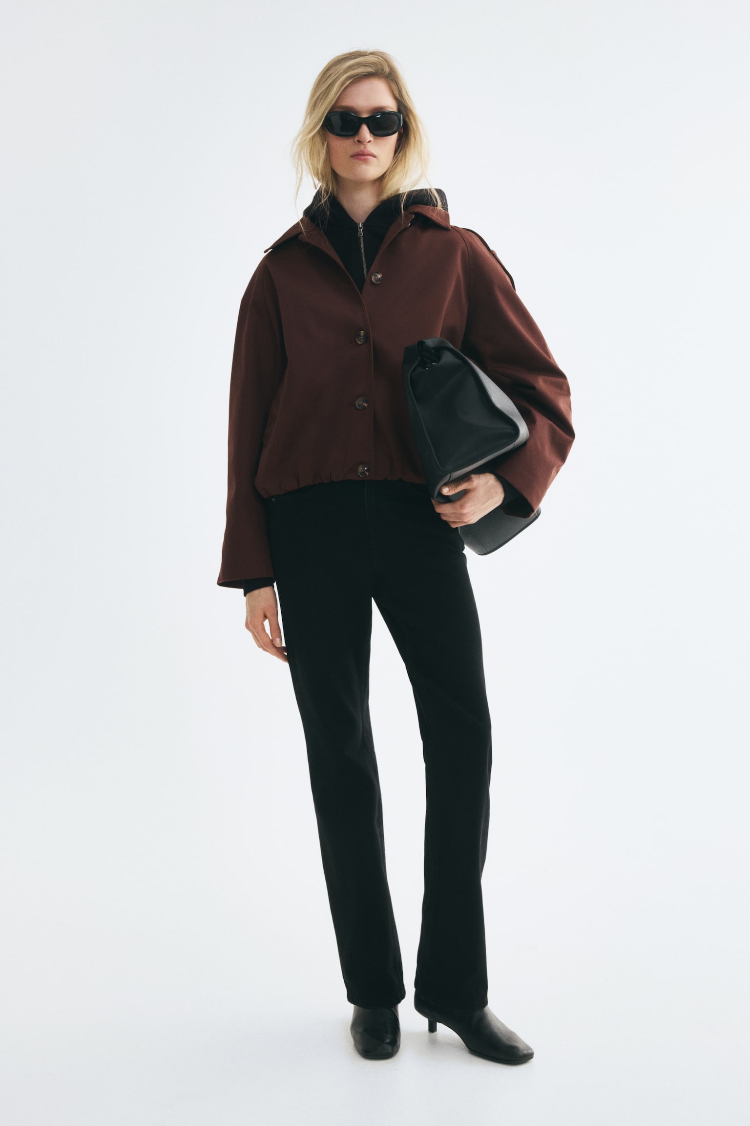Женская куртка H&M Twill Blouson, цвет: Тёмный коричневый — фото 3