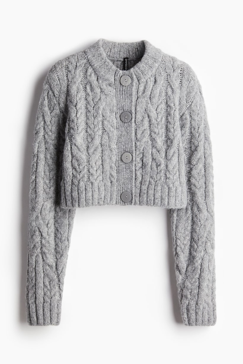 CROPPED CABLE KNIT CARDIGAN