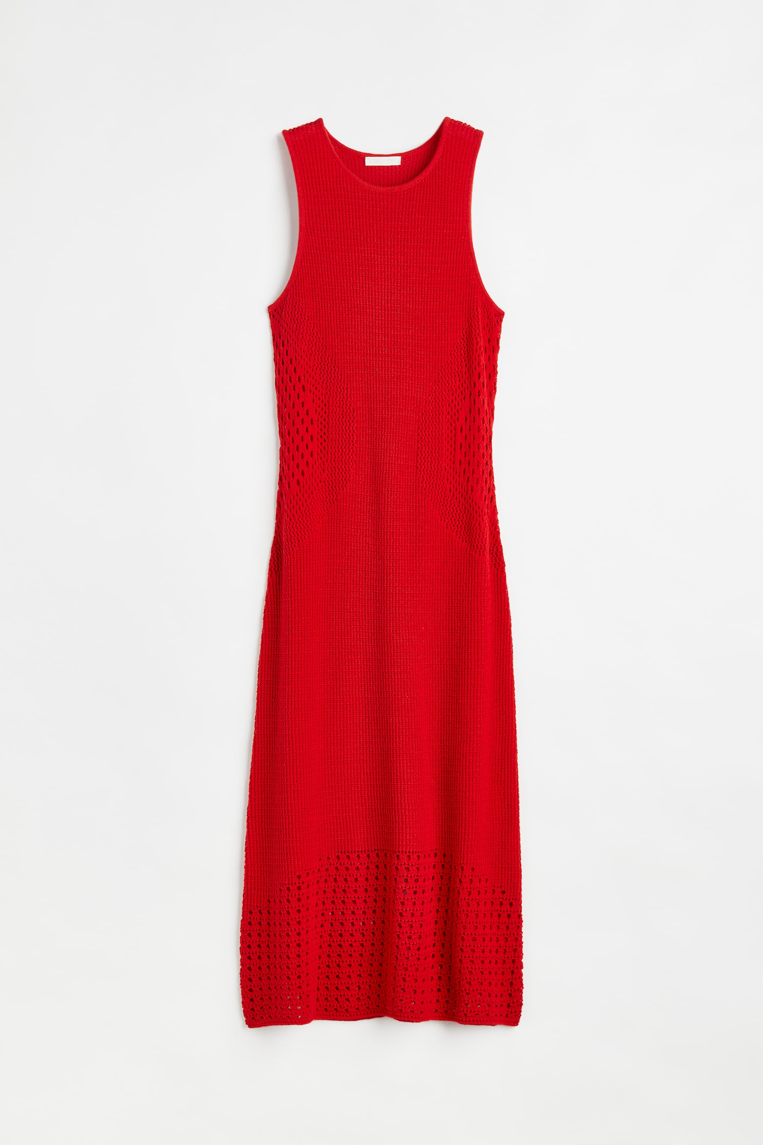 Pointelle Knit Dress - Red - 1