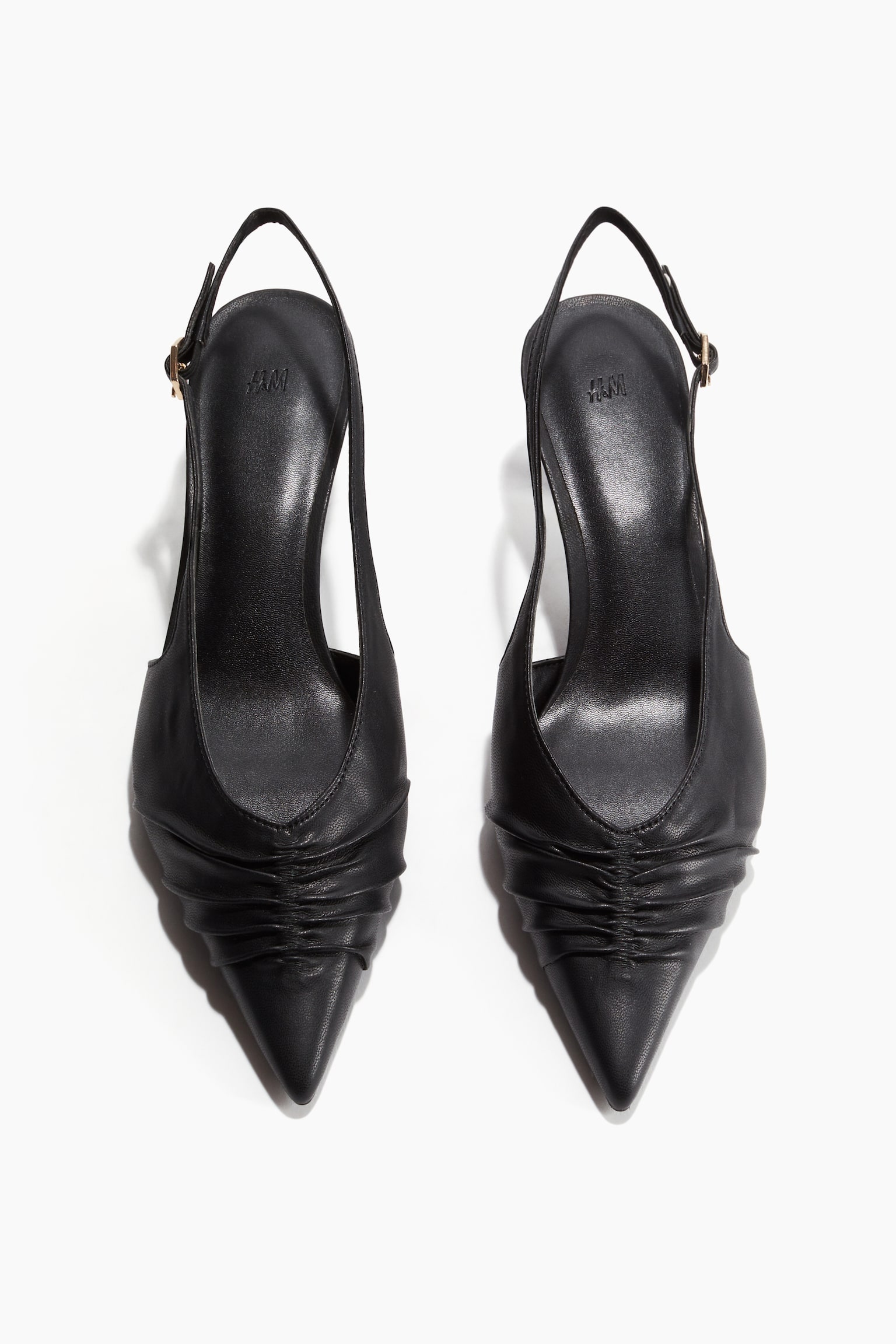 Pointed Slingback Pumps - Black - 4