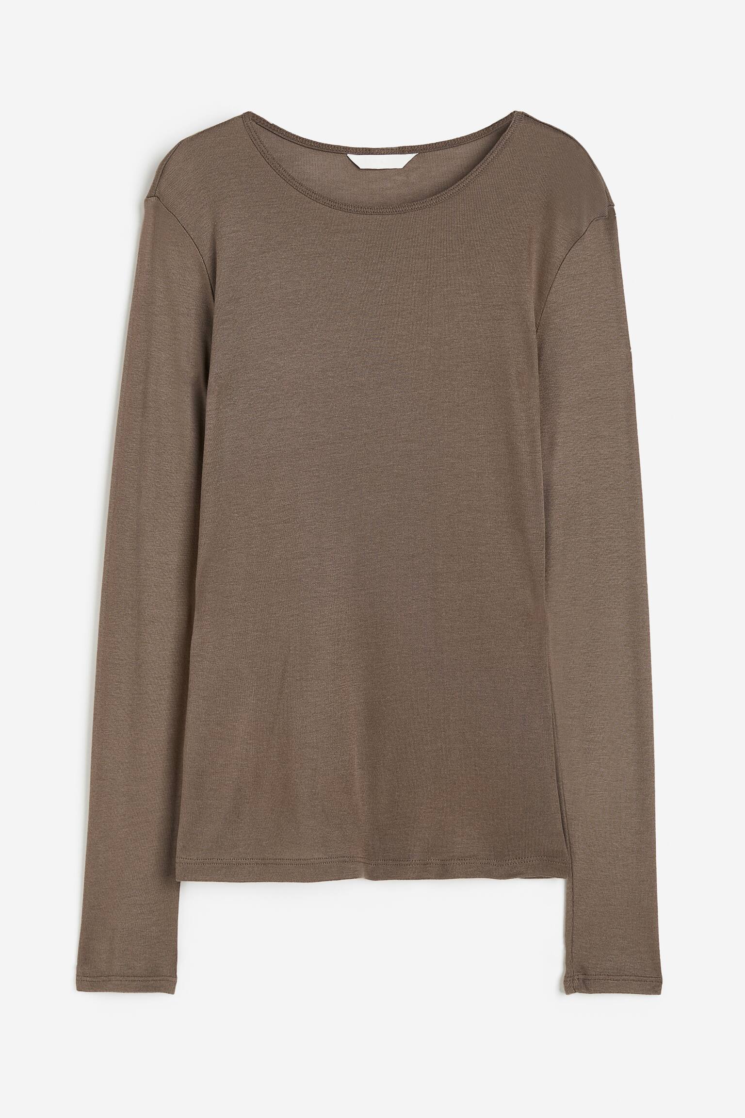 Pitkähihainen lyosellipusero - Ruskea