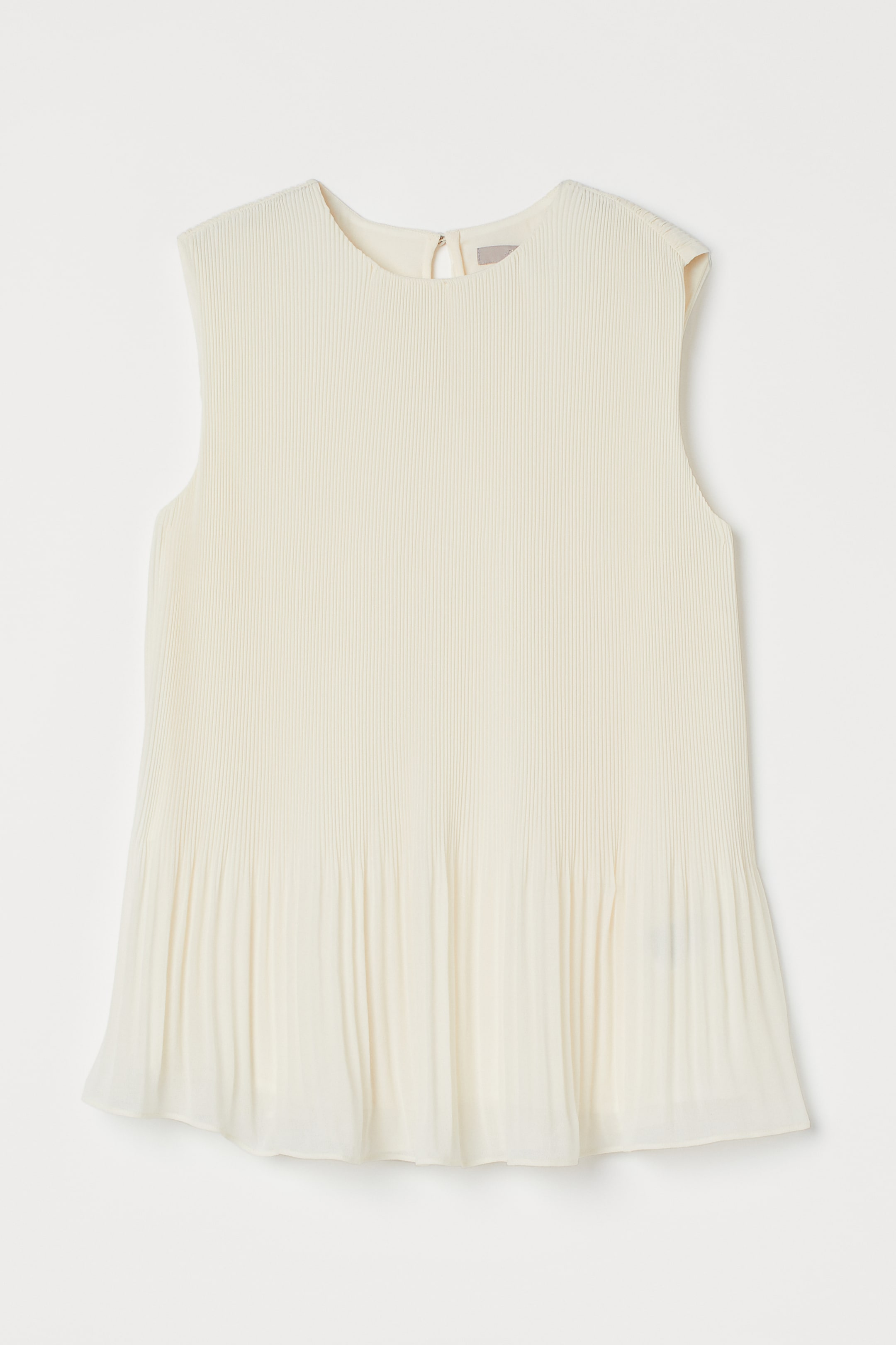 Pleated top - Round neck - Sleeveless - Cream - Ladies | H&M GB