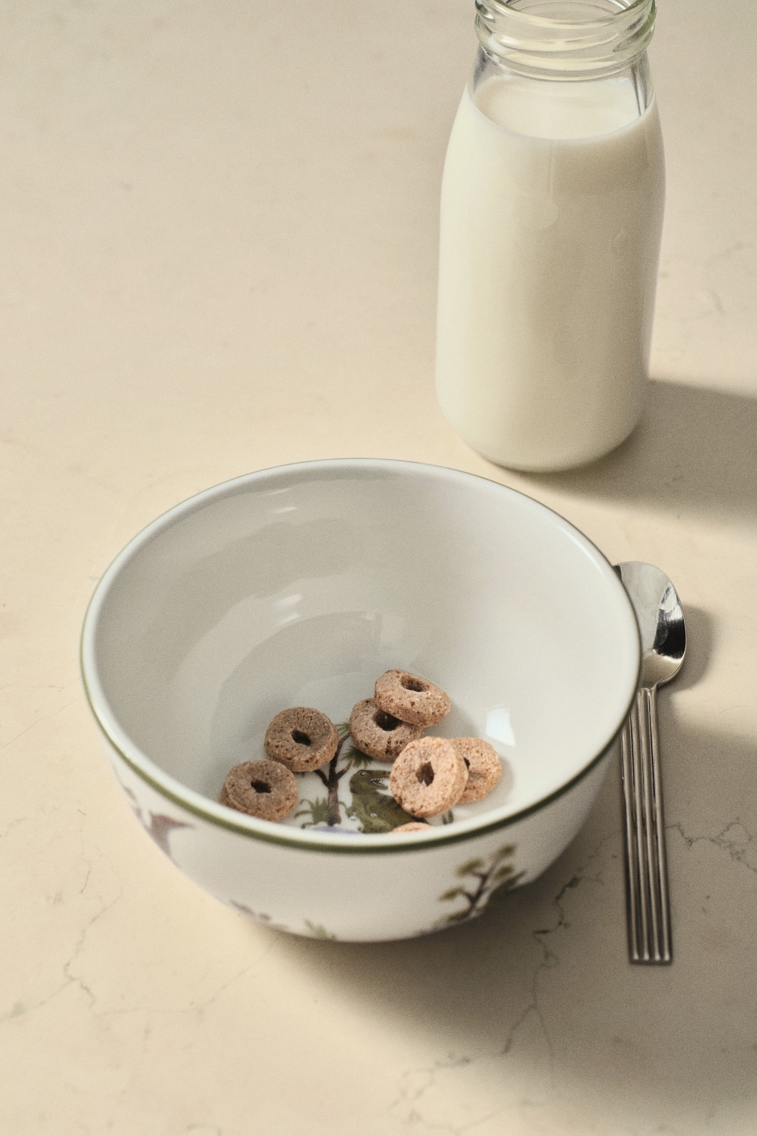 Dětská porcelánová miska - Bílá/dinosauři - 1
